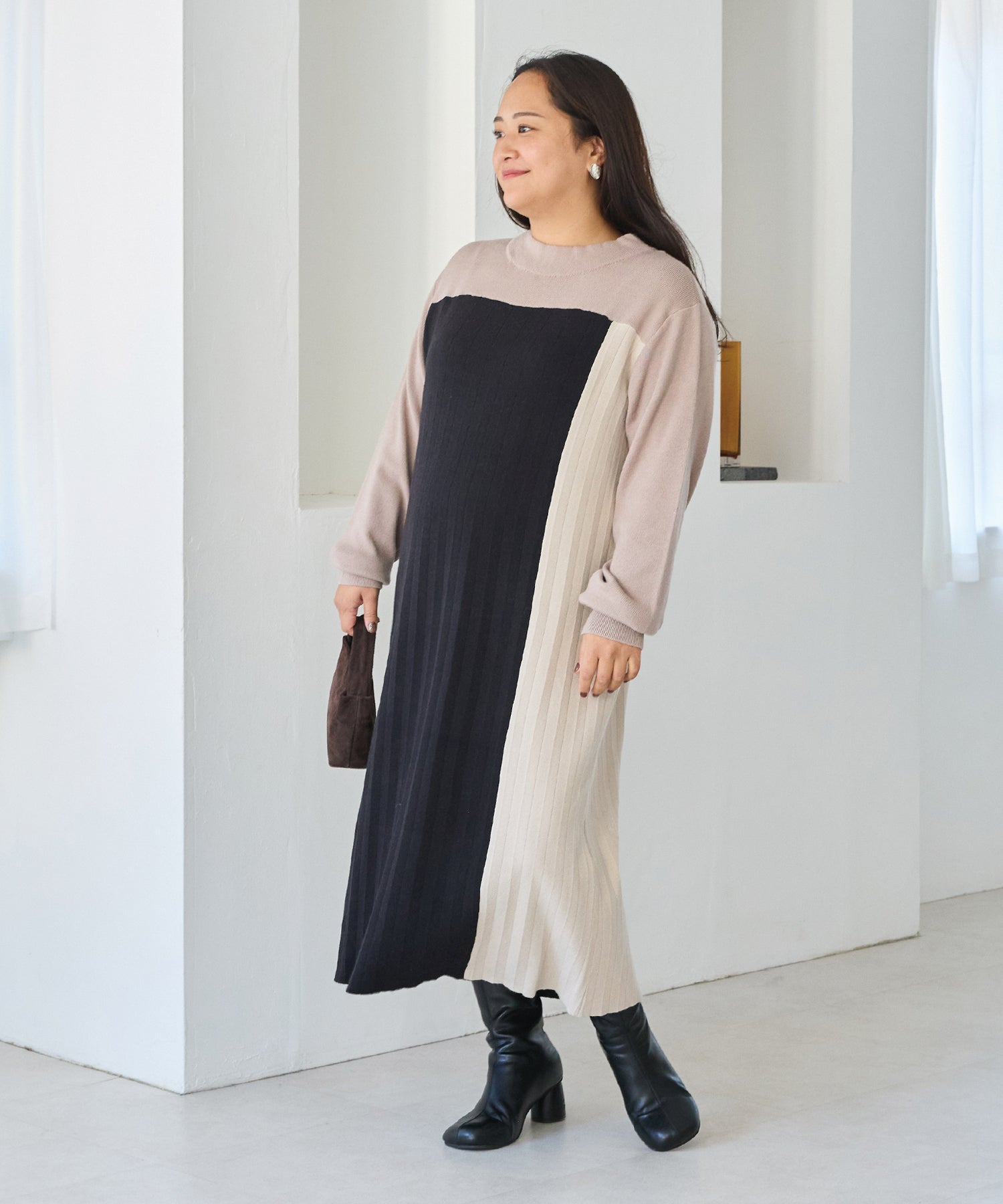 ベージュ　model:161cm 着用サイズ:3L