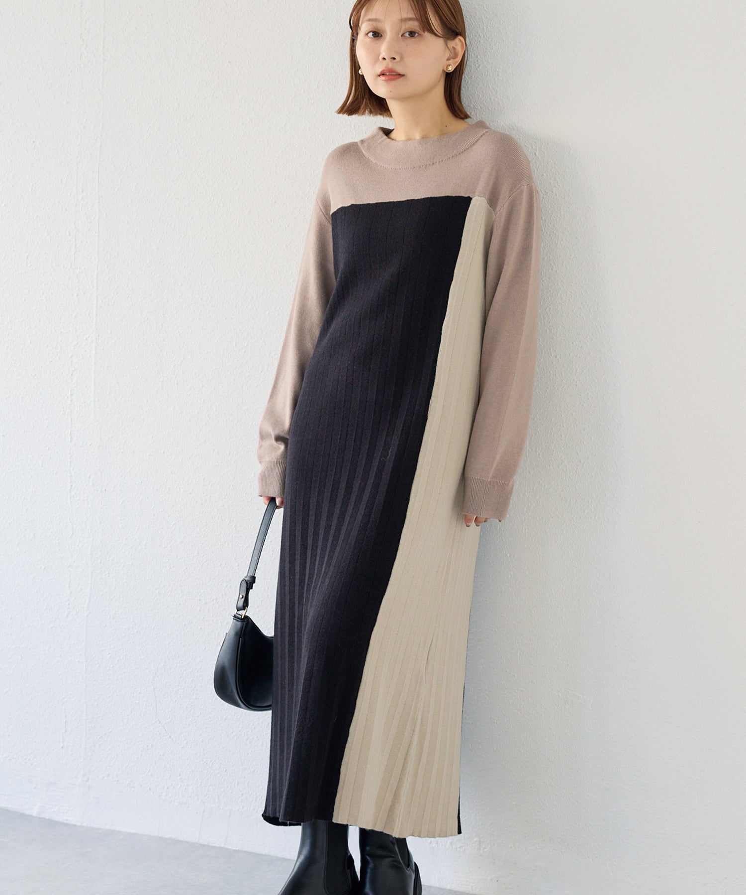 ベージュ　model:156cm 着用サイズ:F