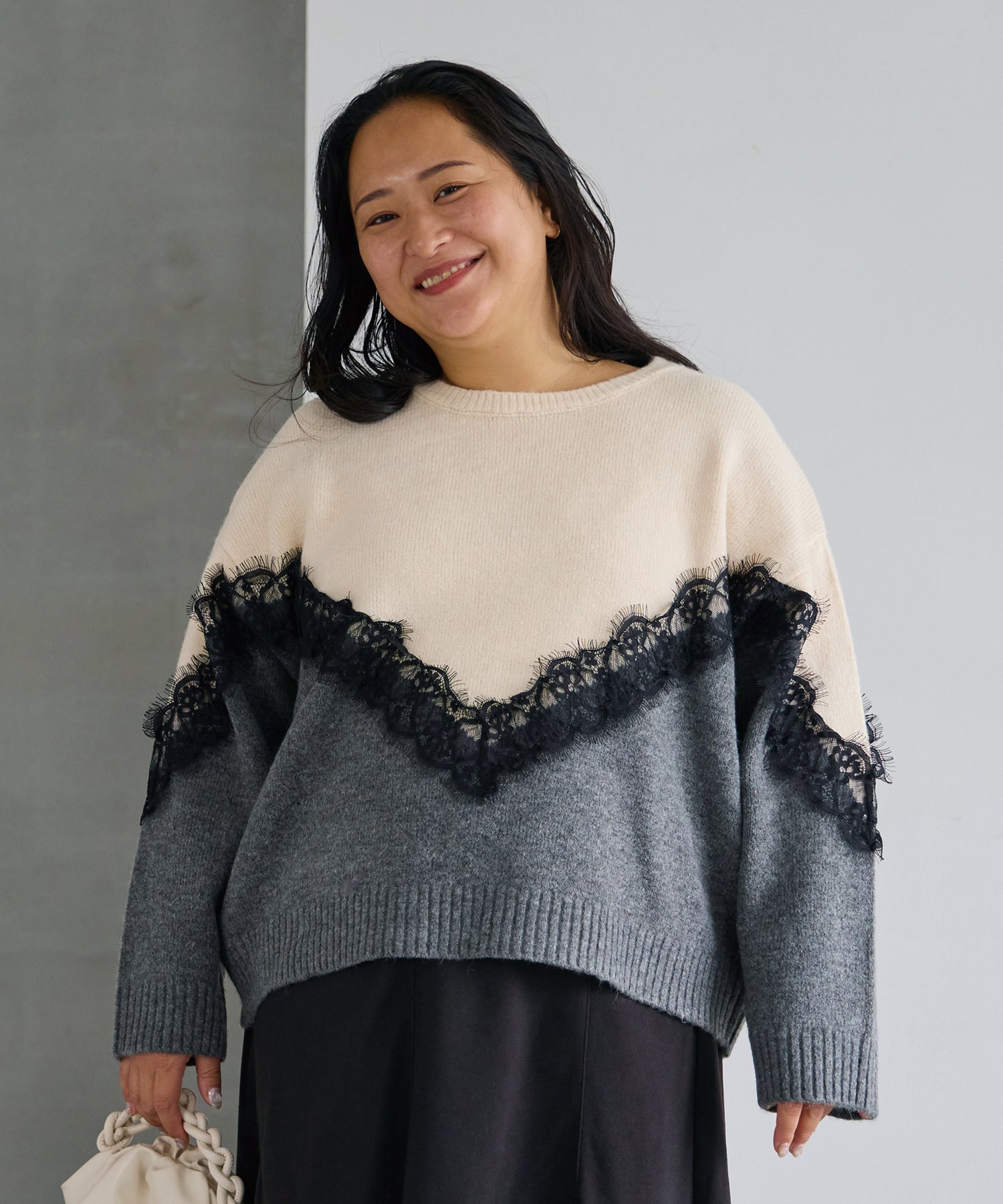 アイボリー　model:161cm 着用サイズ:3L