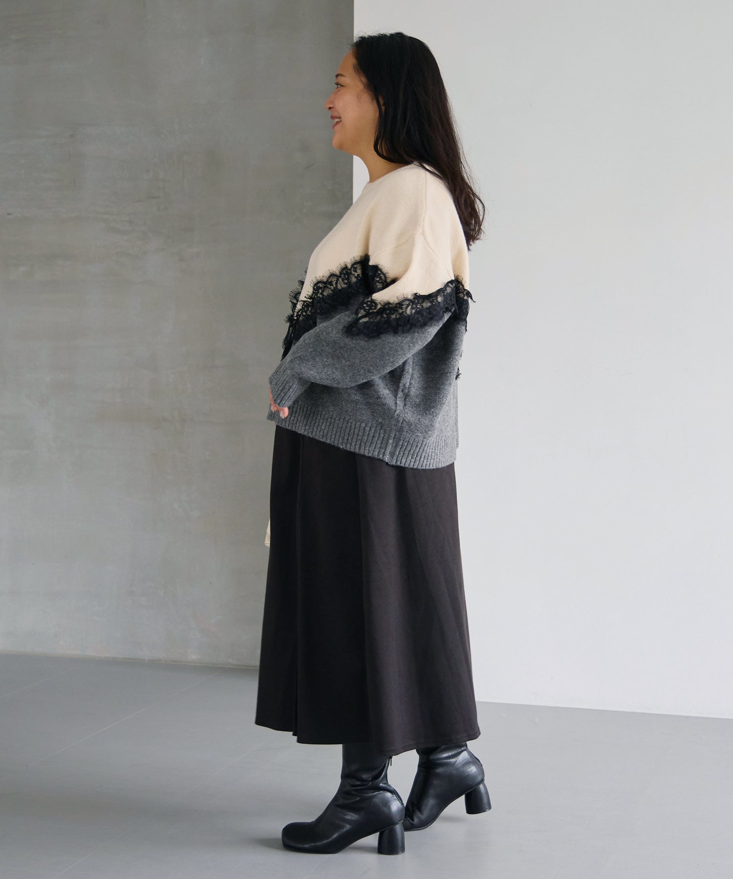 アイボリー　model:161cm 着用サイズ:3L