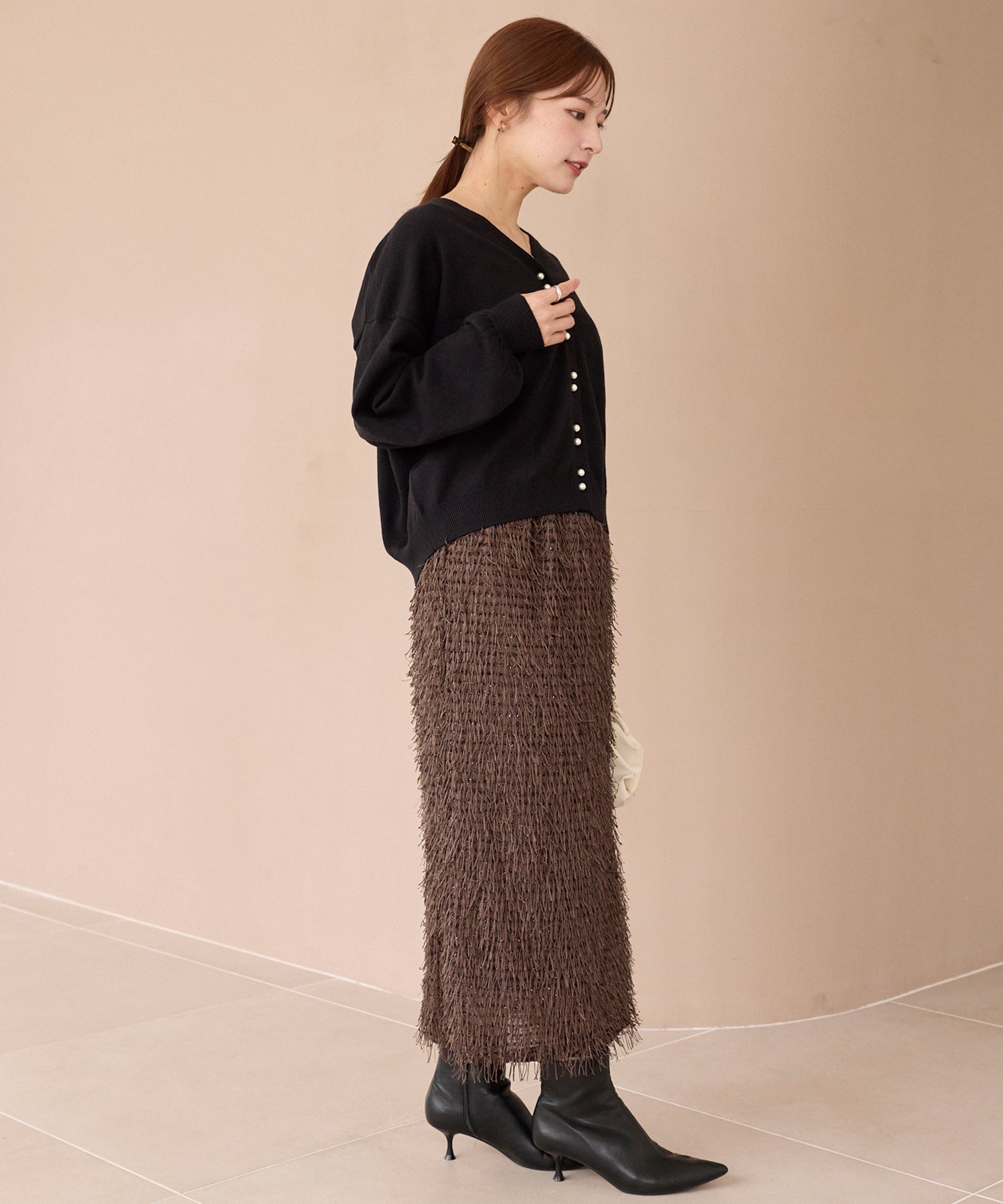 ダブルパールニットカーデ