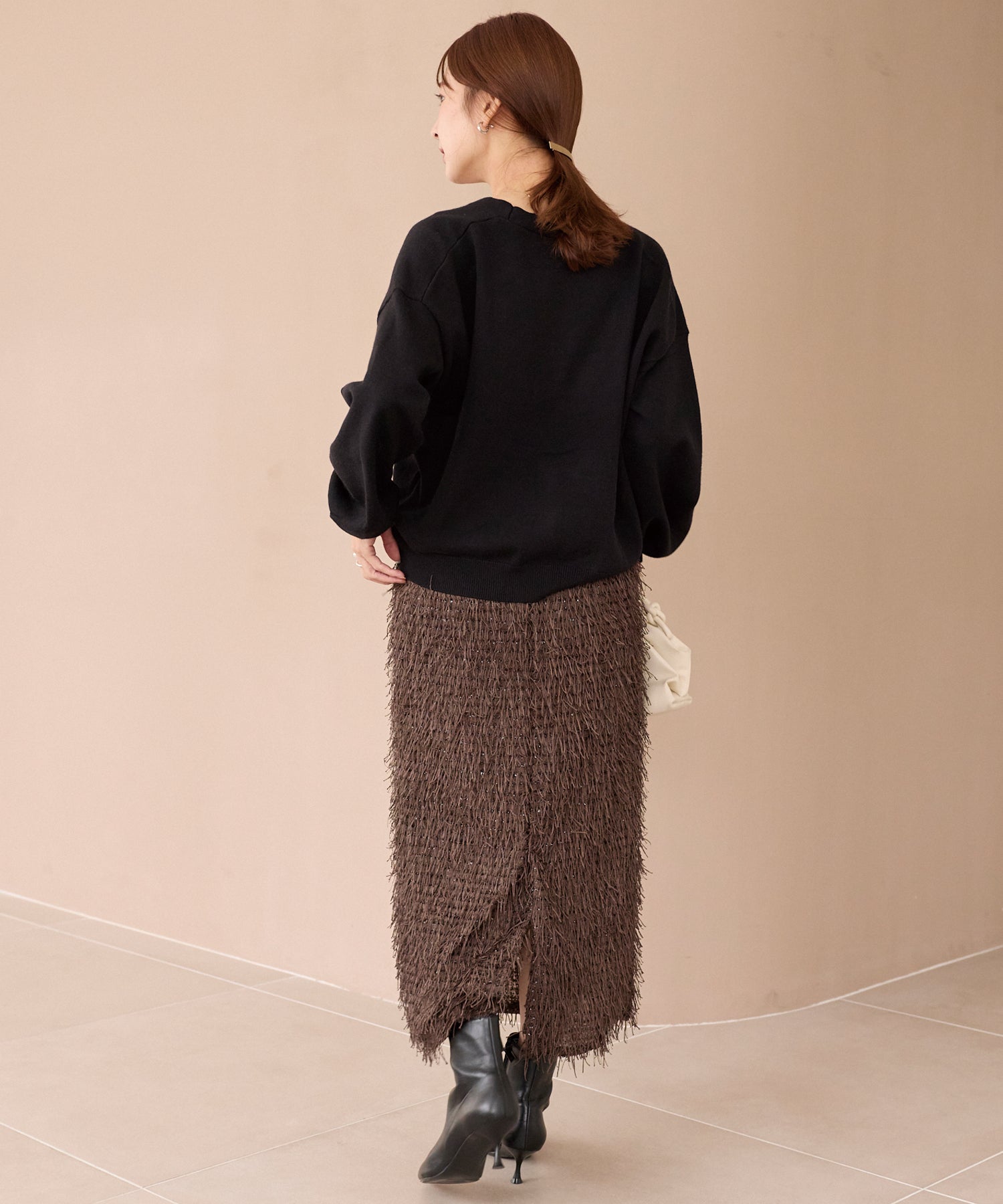 ダブルパールニットカーデ