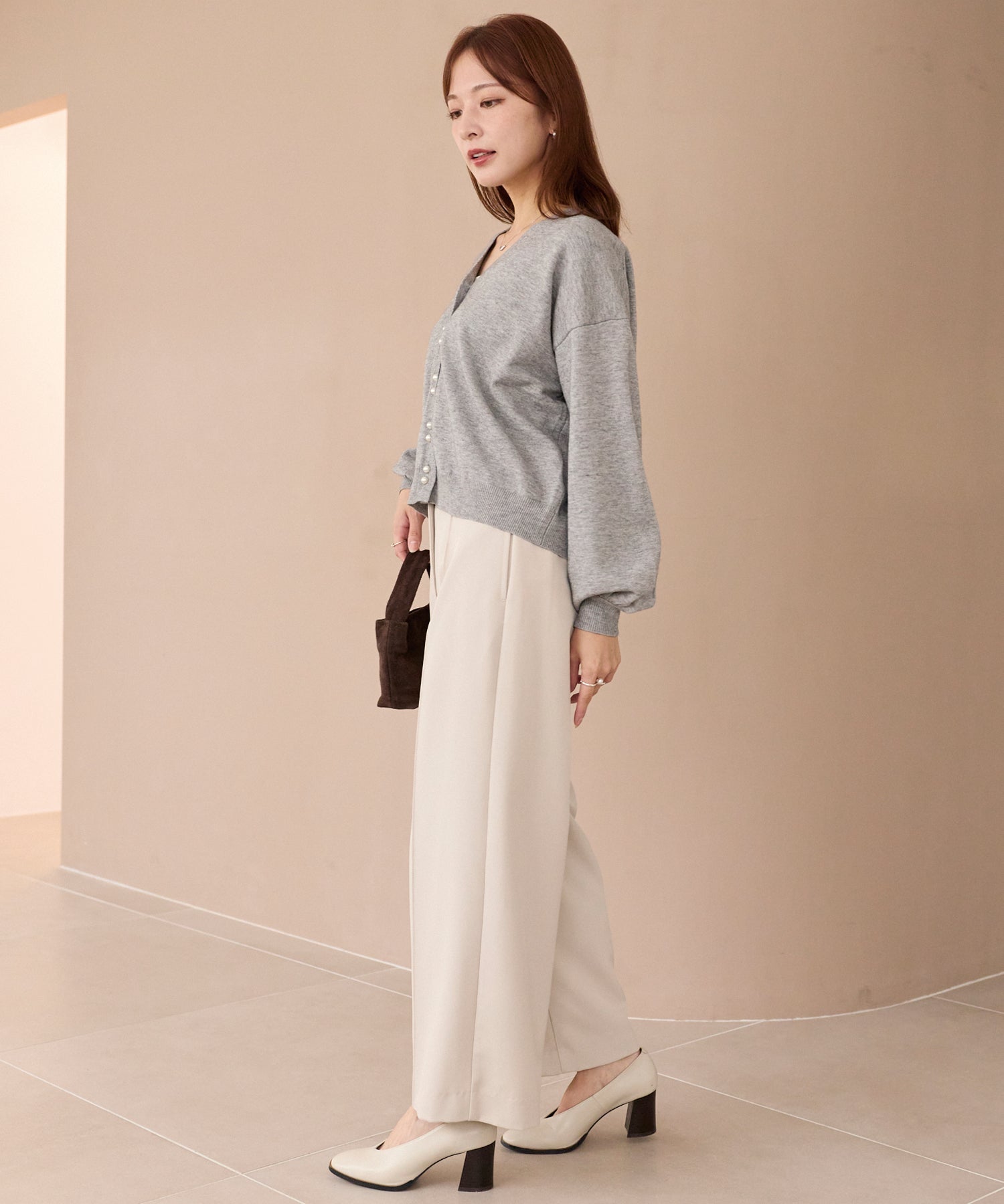 ダブルパールニットカーデ