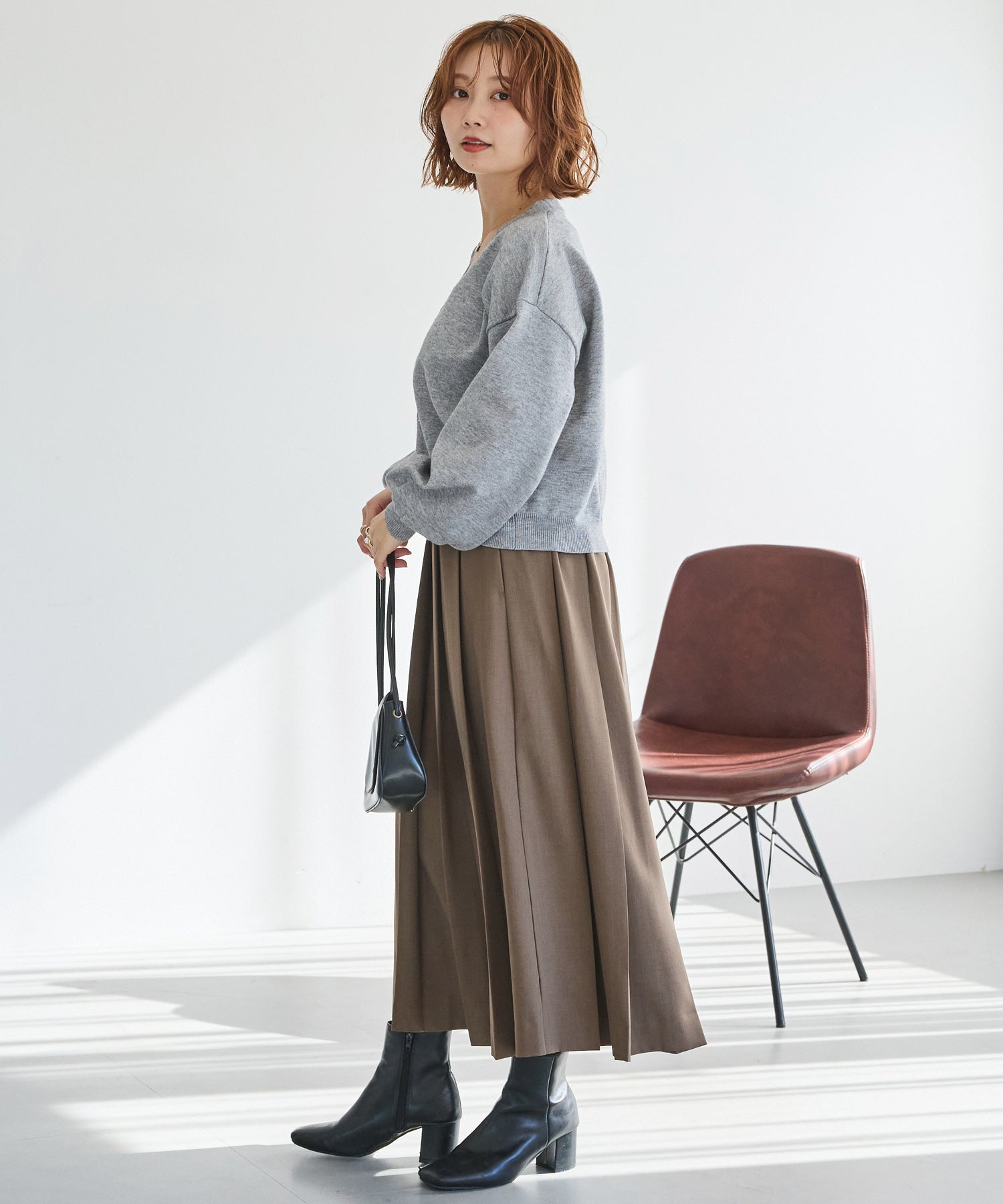 【洗える】ダブルパールニットカーデ