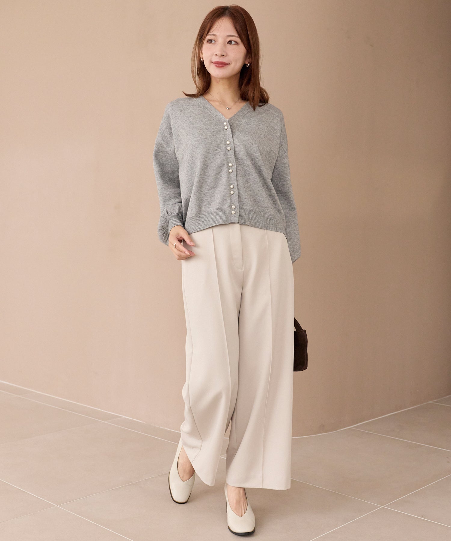 ダブルパールニットカーデ