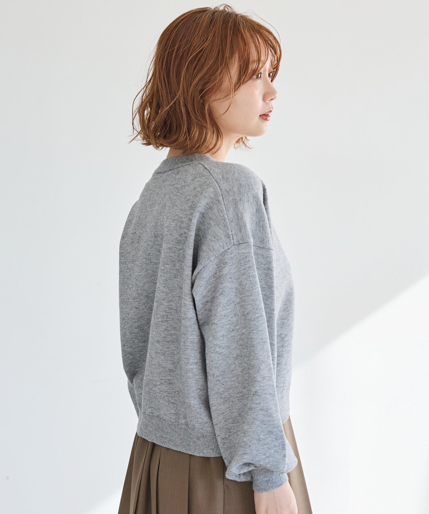 【洗える】ダブルパールニットカーデ