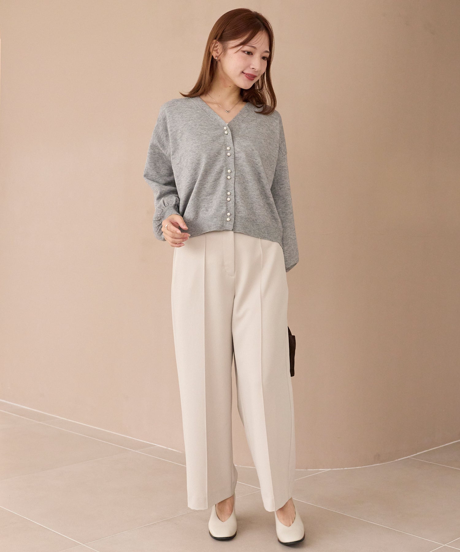 ダブルパールニットカーデ