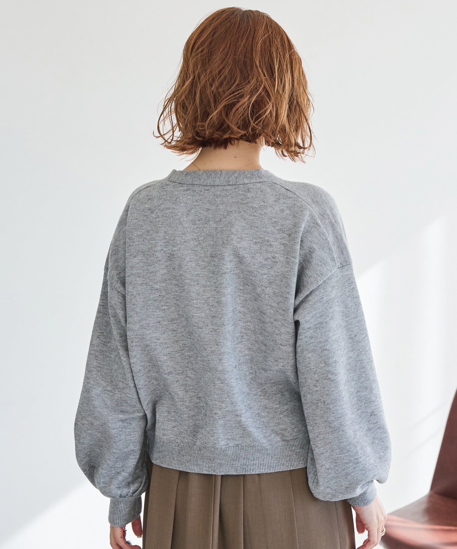 【洗える】ダブルパールニットカーデ