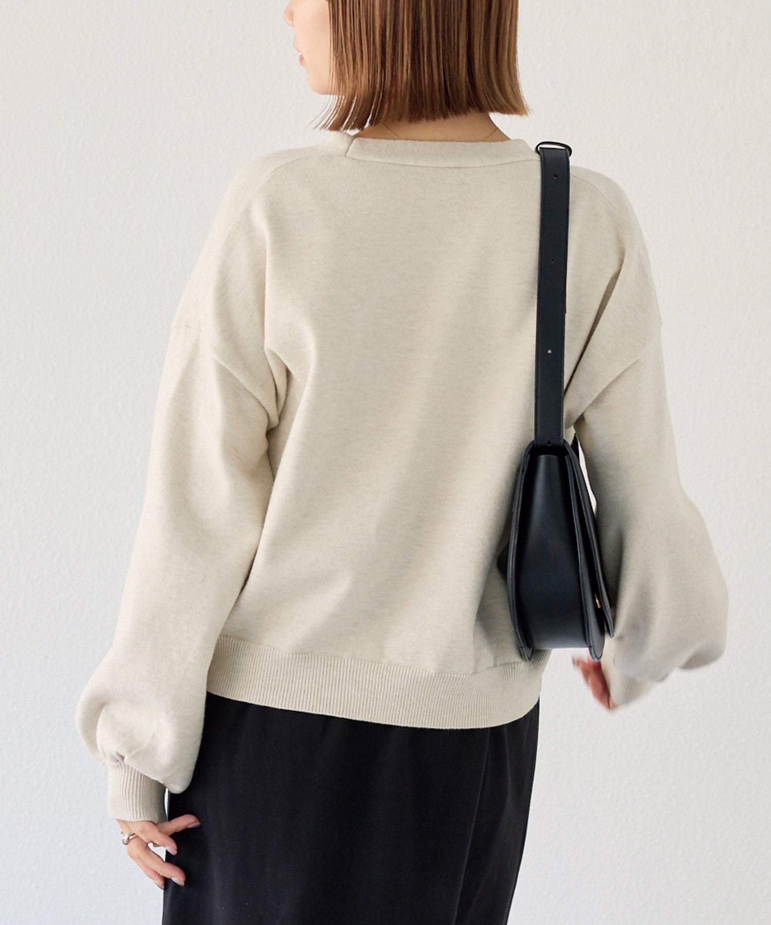 【洗える】ダブルパールニットカーデ