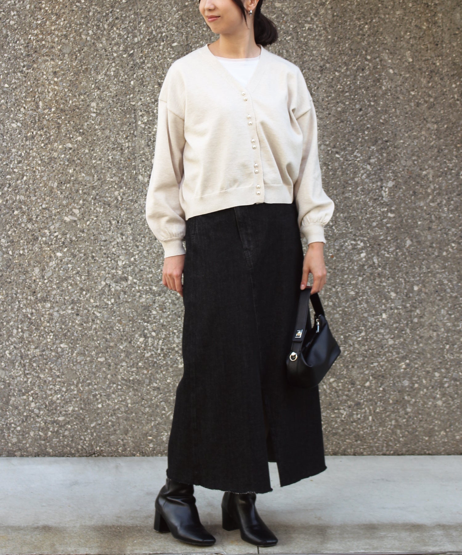 ダブルパールニットカーデ