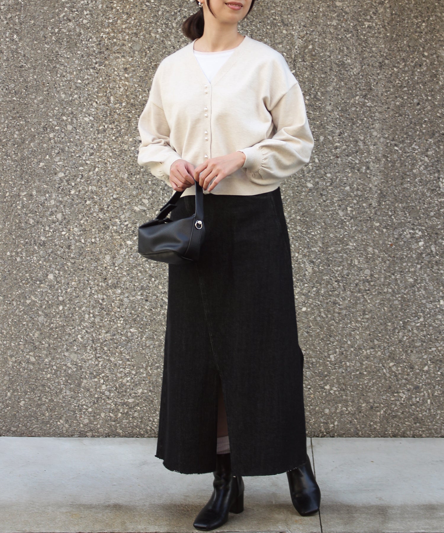 ダブルパールニットカーデ