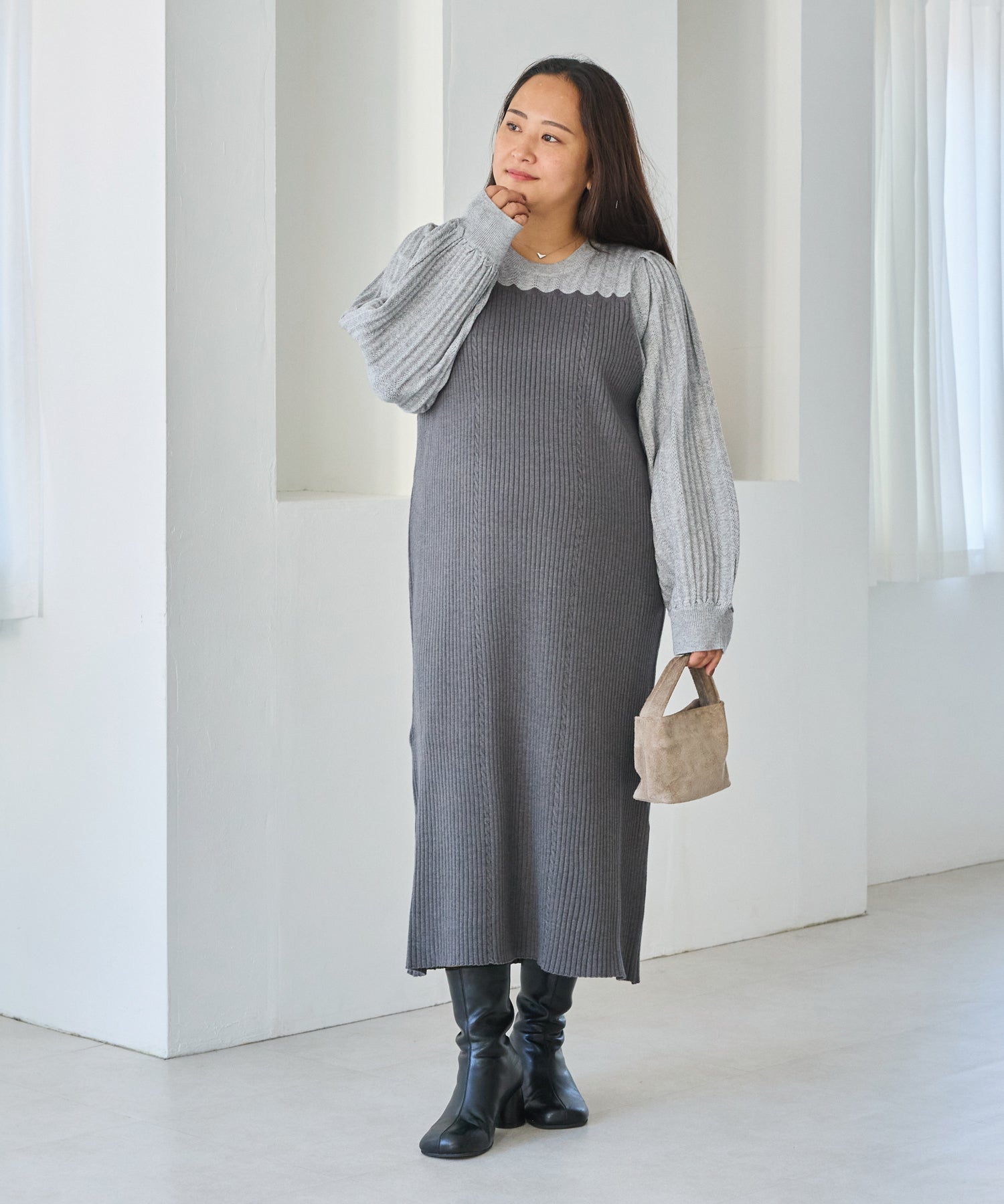 グレー　model:161cm 着用サイズ:3L