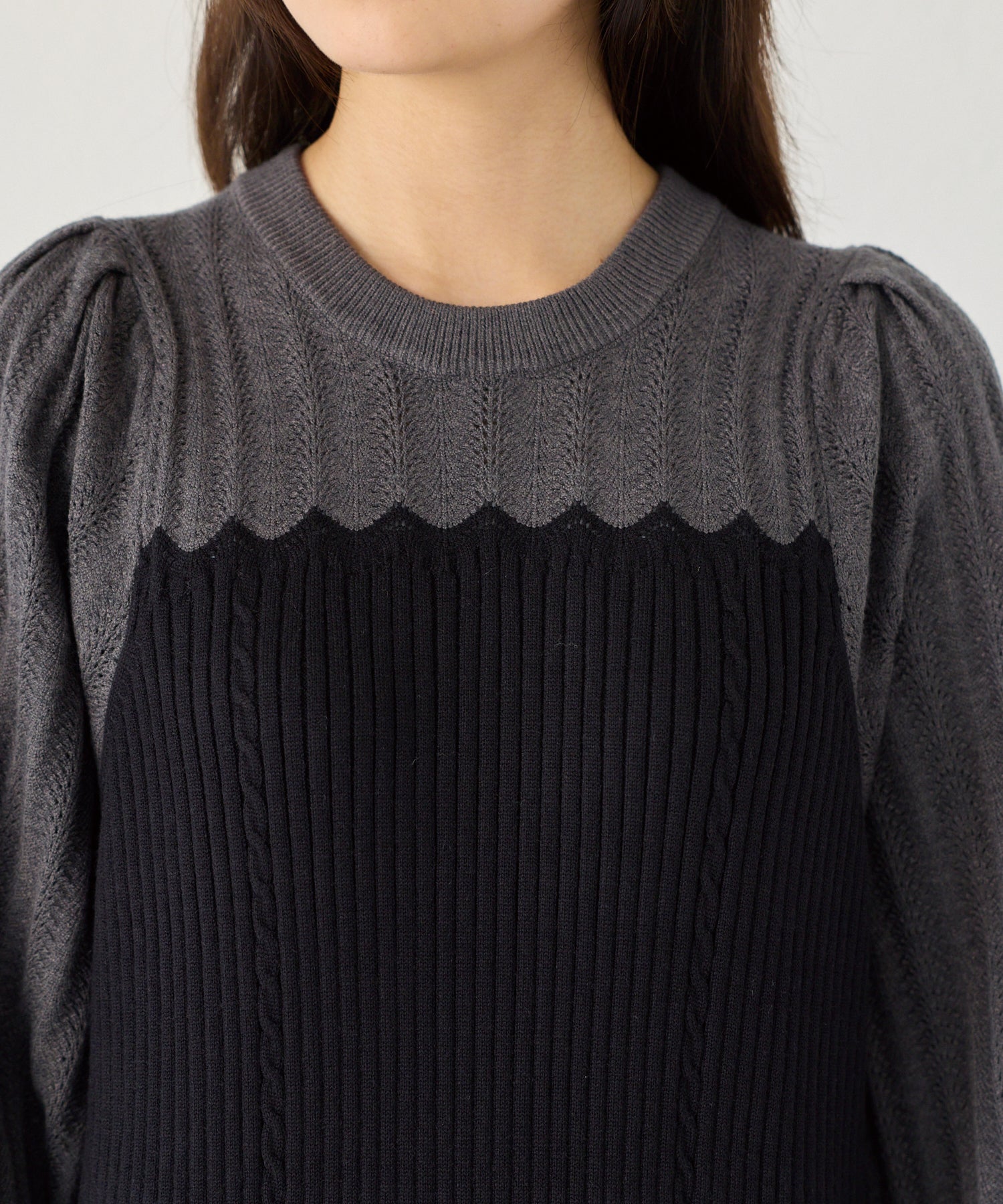 透かし編み切替え