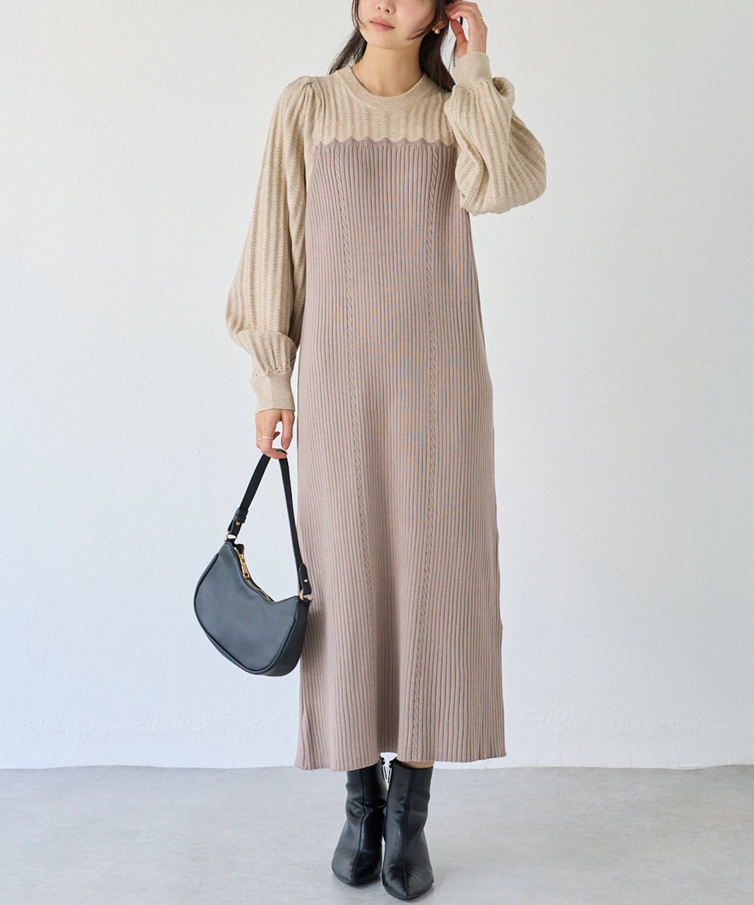 ベージュ　model:160cm 着用サイズ:F