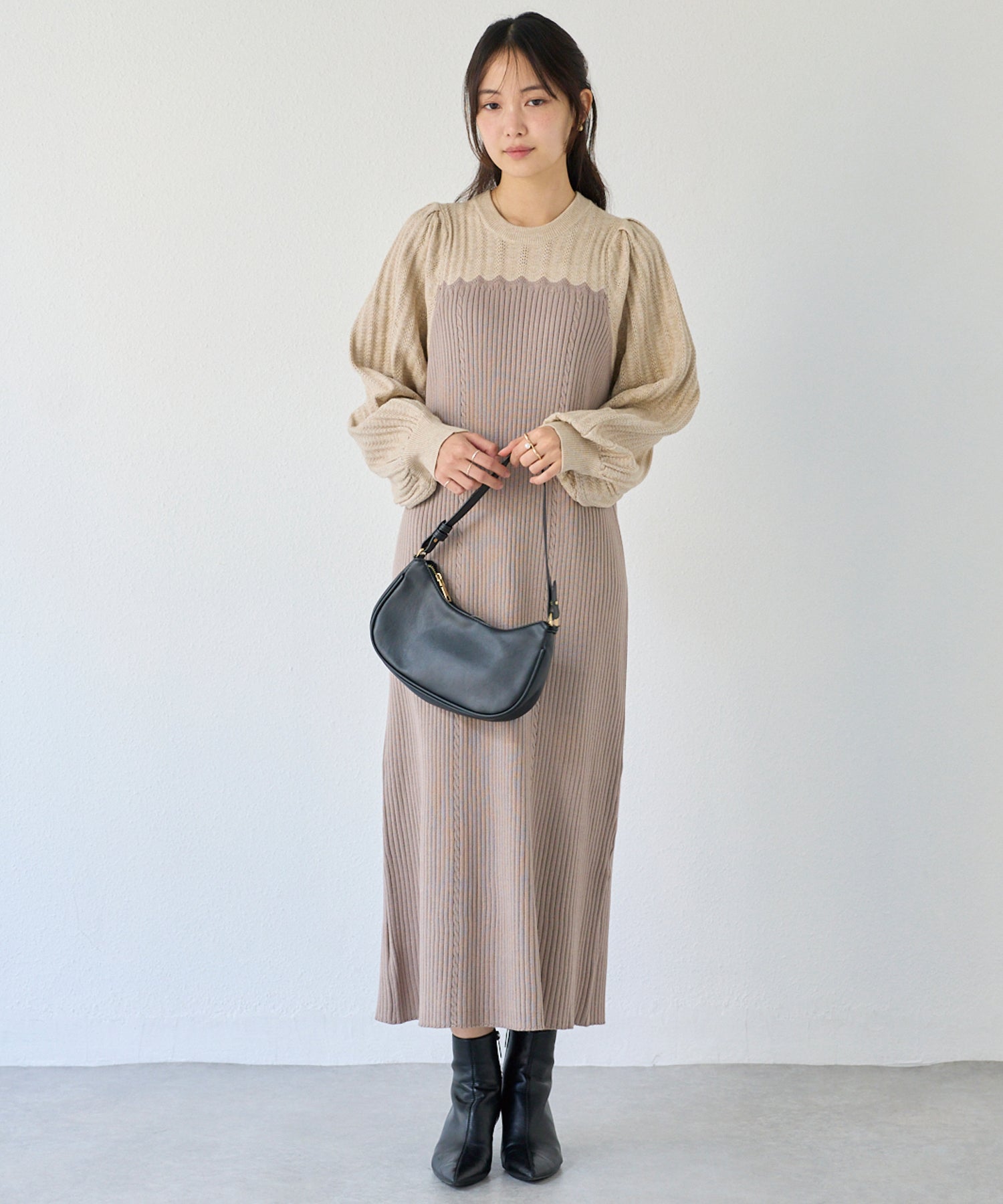 ベージュ　model:160cm 着用サイズ:F