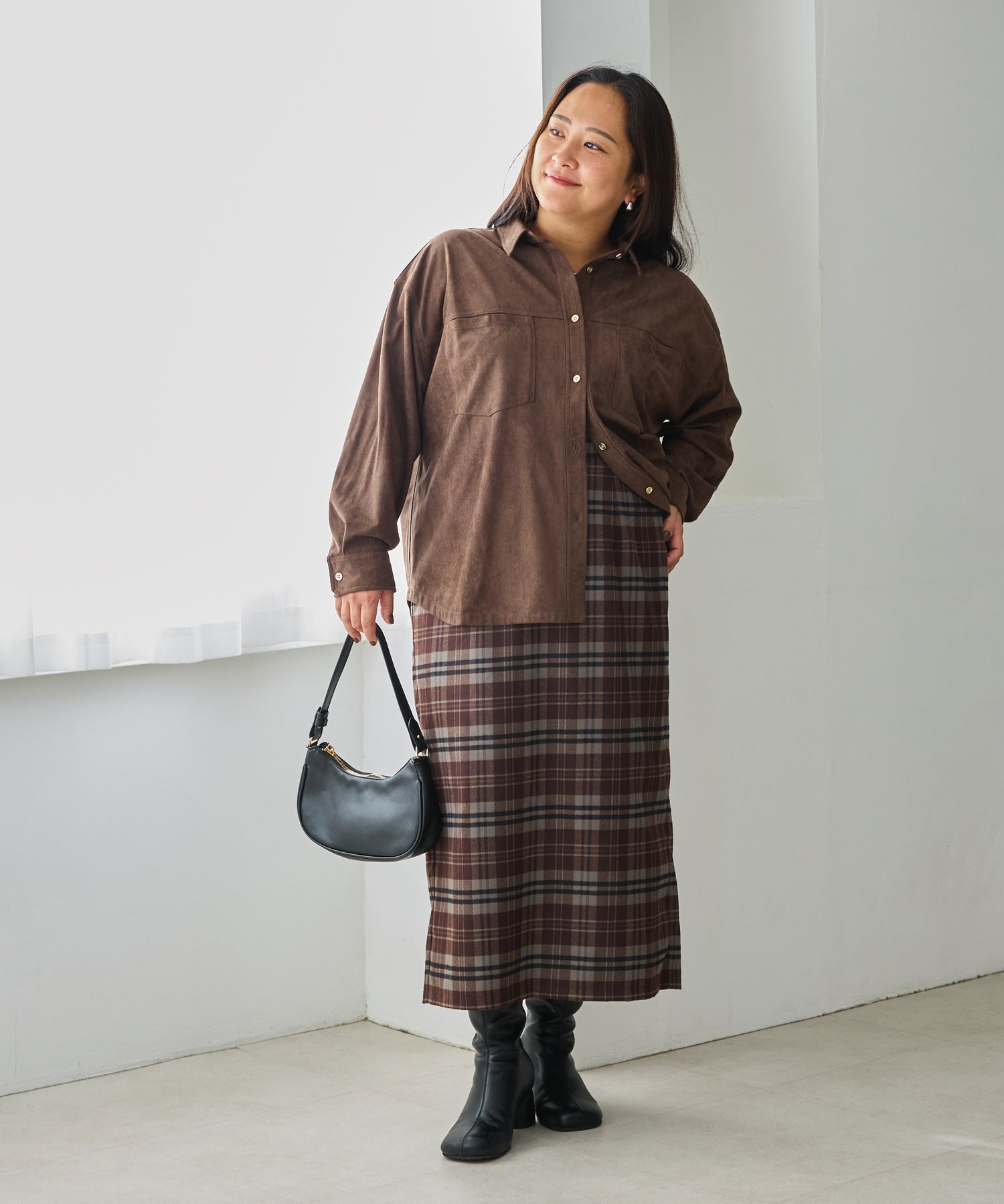 ブラウン　model:161cm 着用サイズ:3L