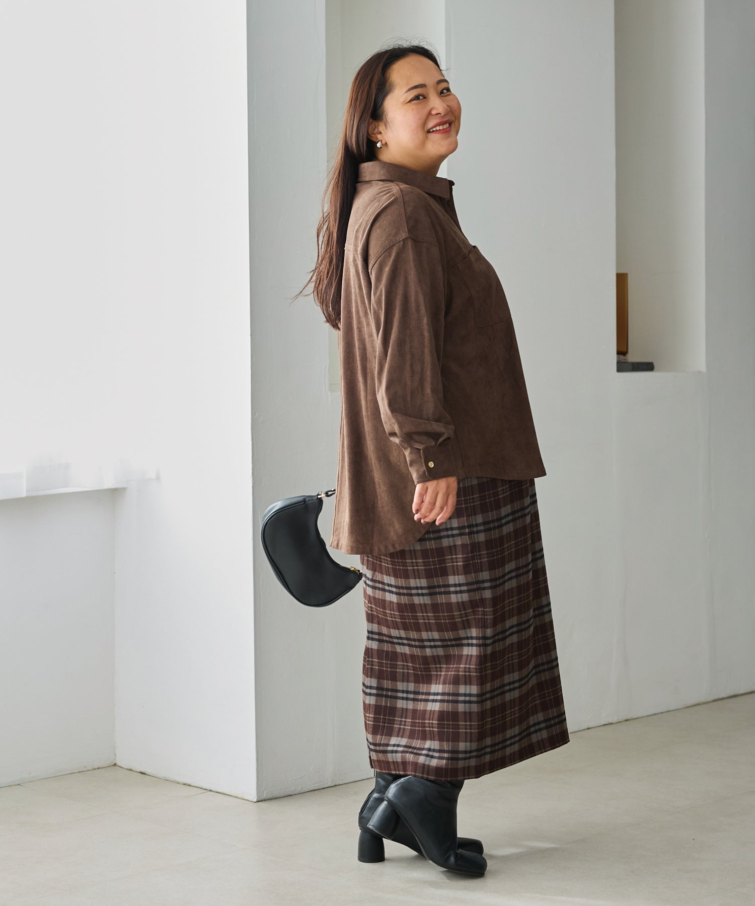 ブラウン　model:161cm 着用サイズ:3L