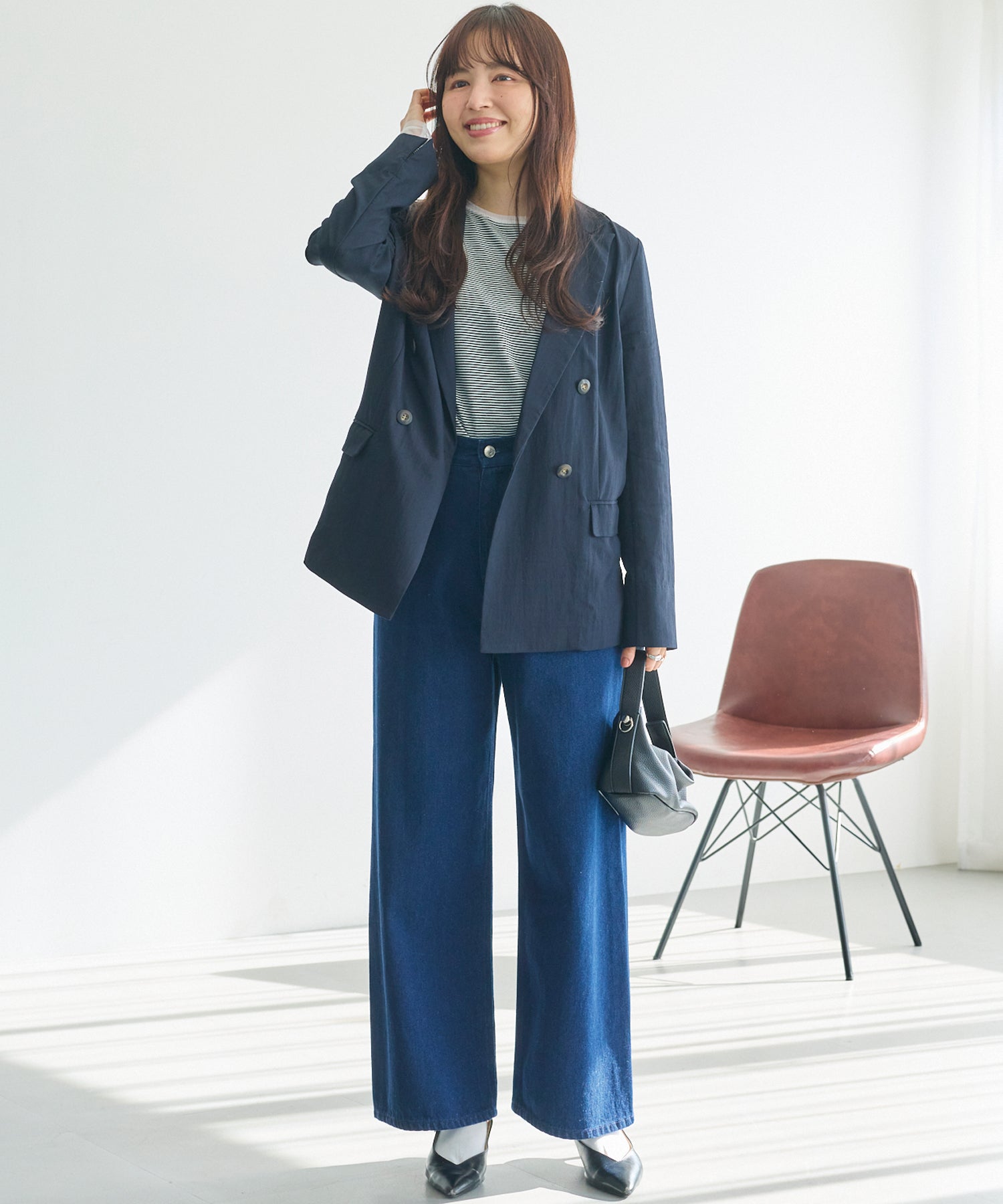ネイビー　model:162cm 着用サイズ:M
