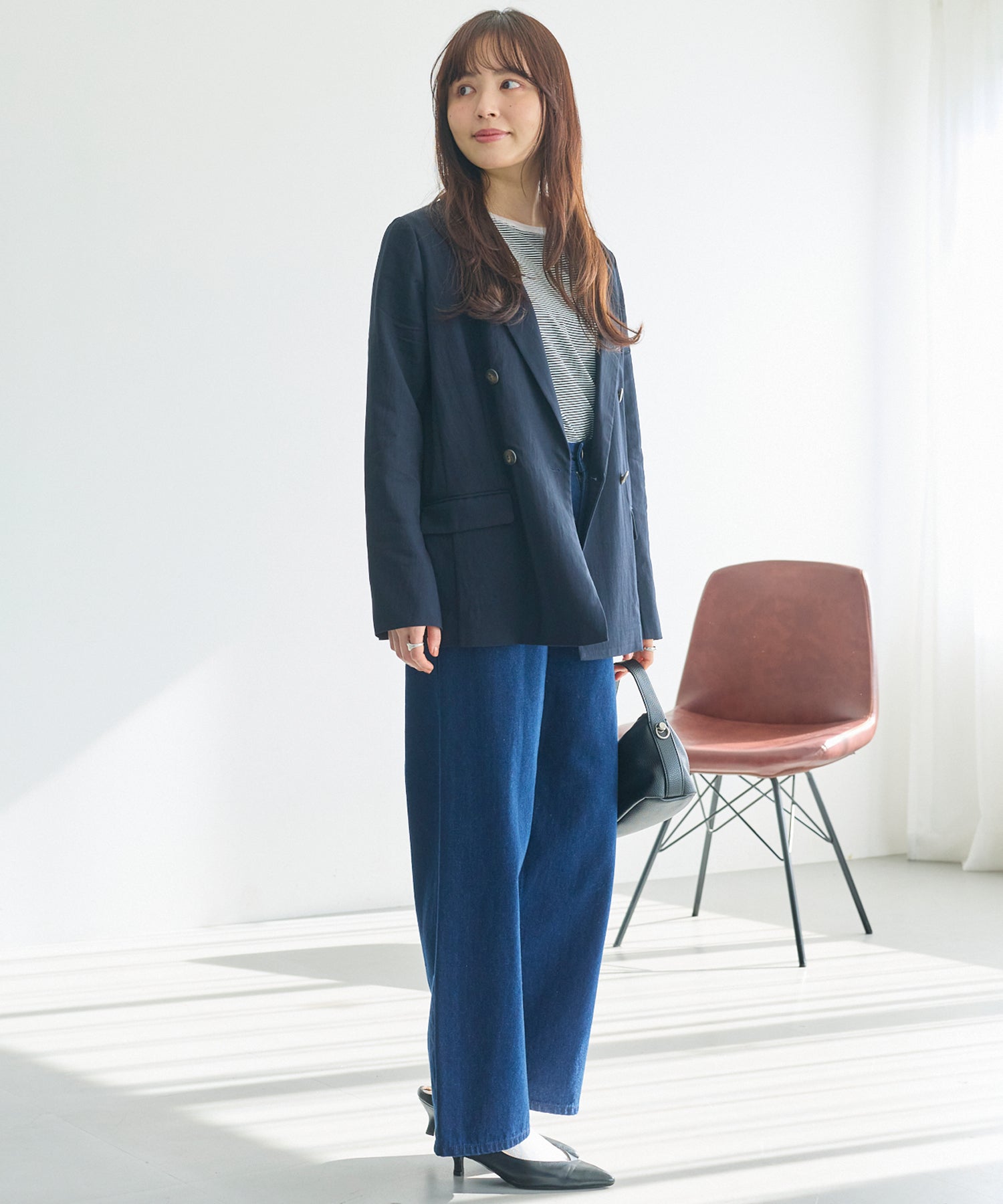 ネイビー　model:162cm 着用サイズ:M