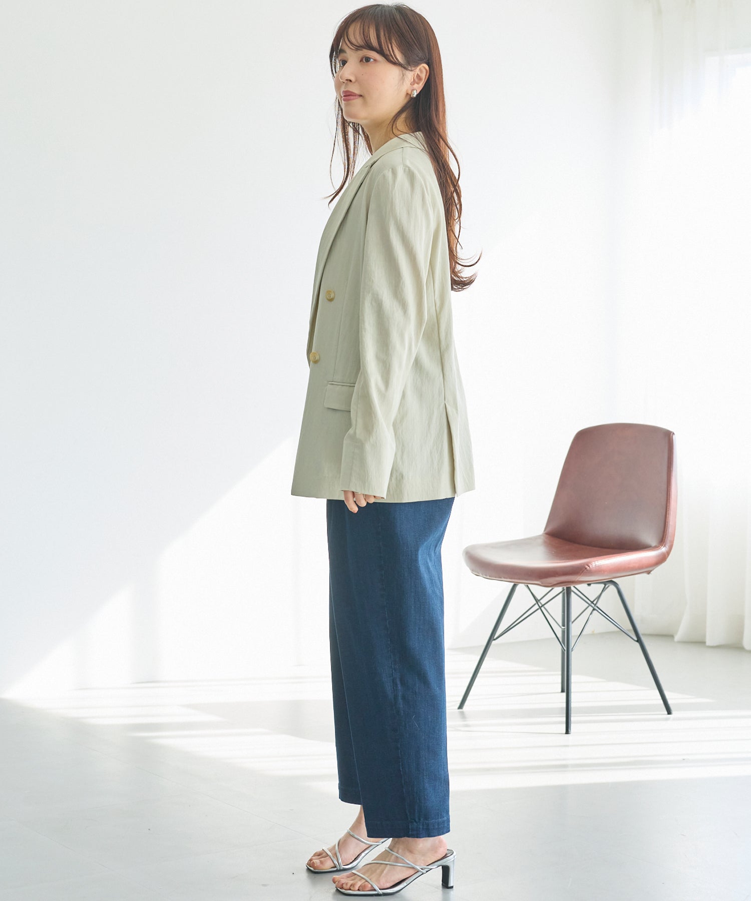 タックテーパードデニム