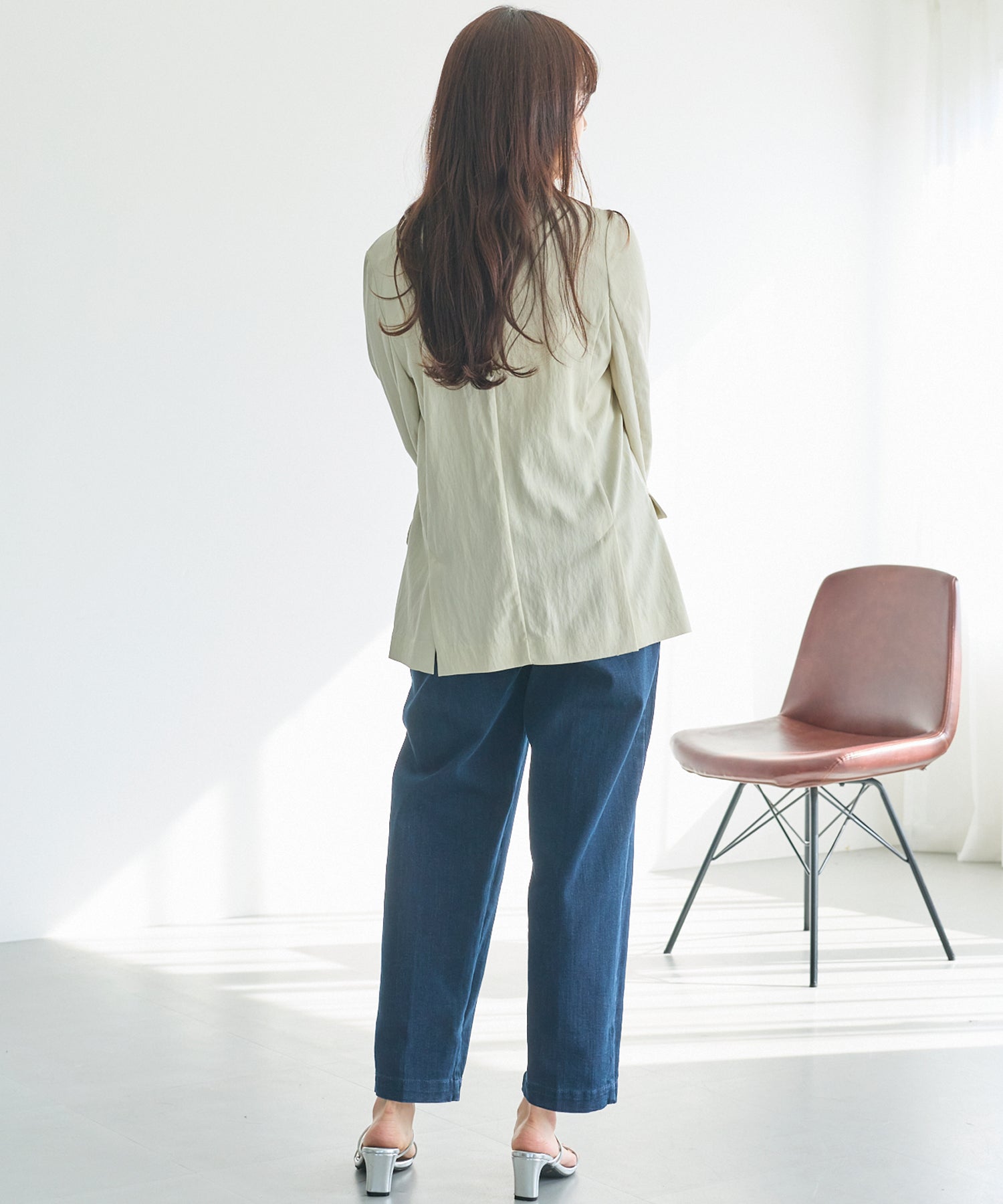 タックテーパードデニム | ラビアンジェ-⼤きいサイズのレディース服