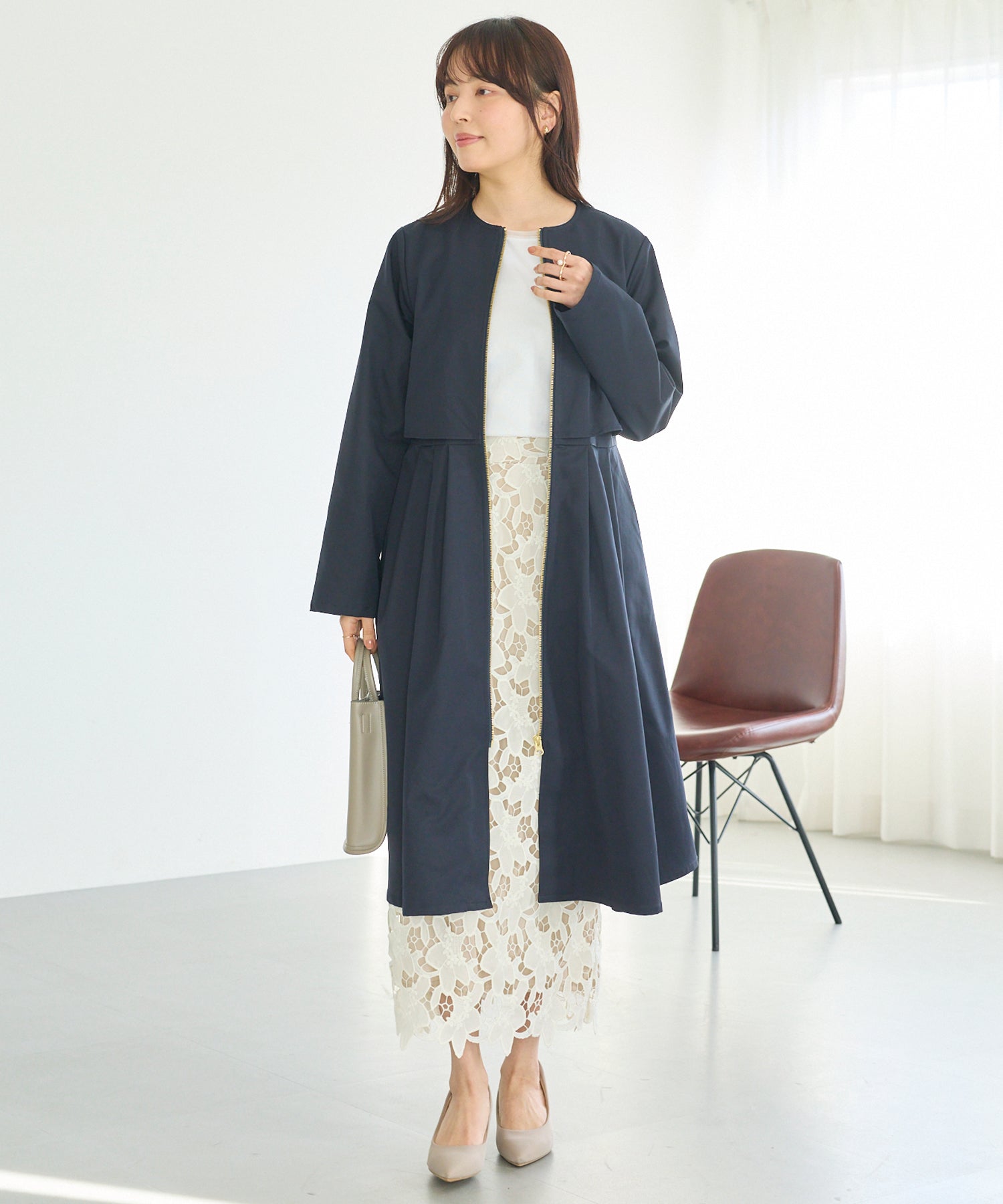 ネイビー　model:163cm 着用サイズ:M