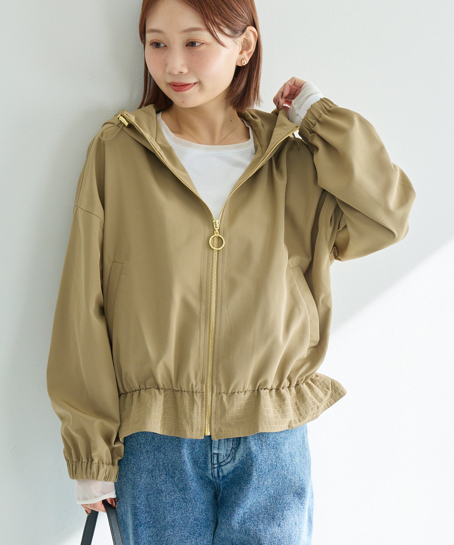 ベージュ　model:156cm 着用サイズ:M