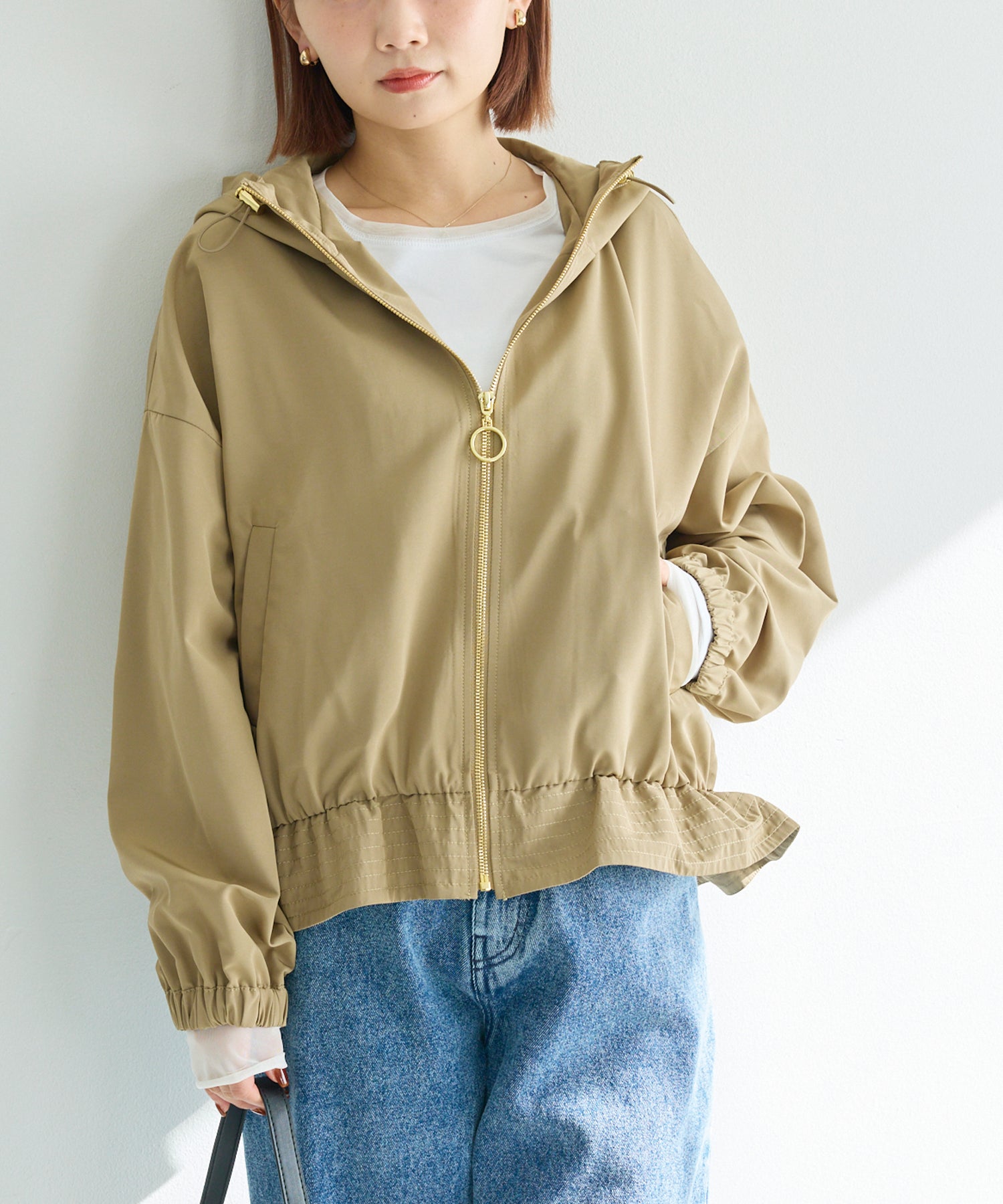 ベージュ　model:156cm 着用サイズ:M