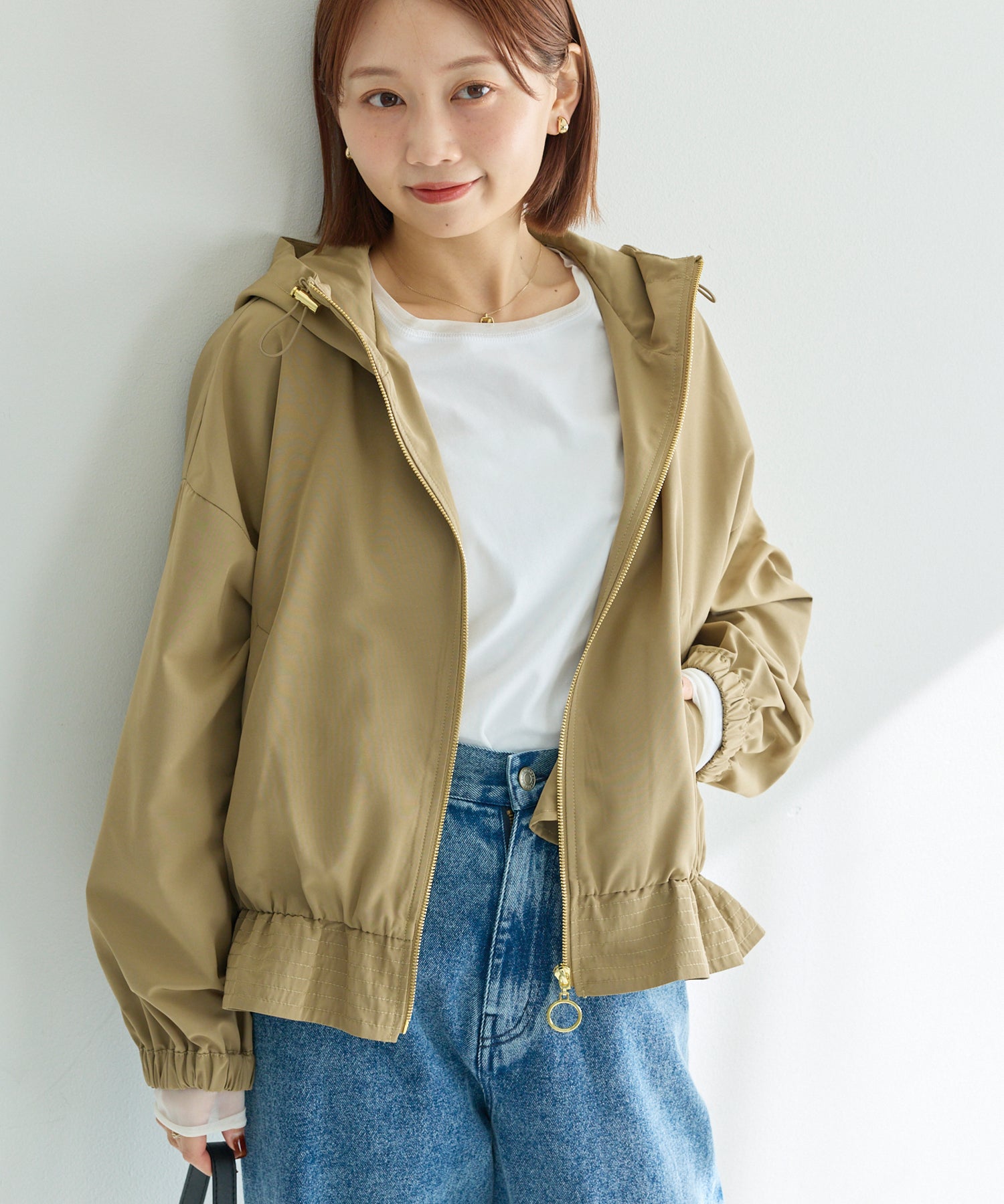 裾フレア フード付きマウンテンパーカー