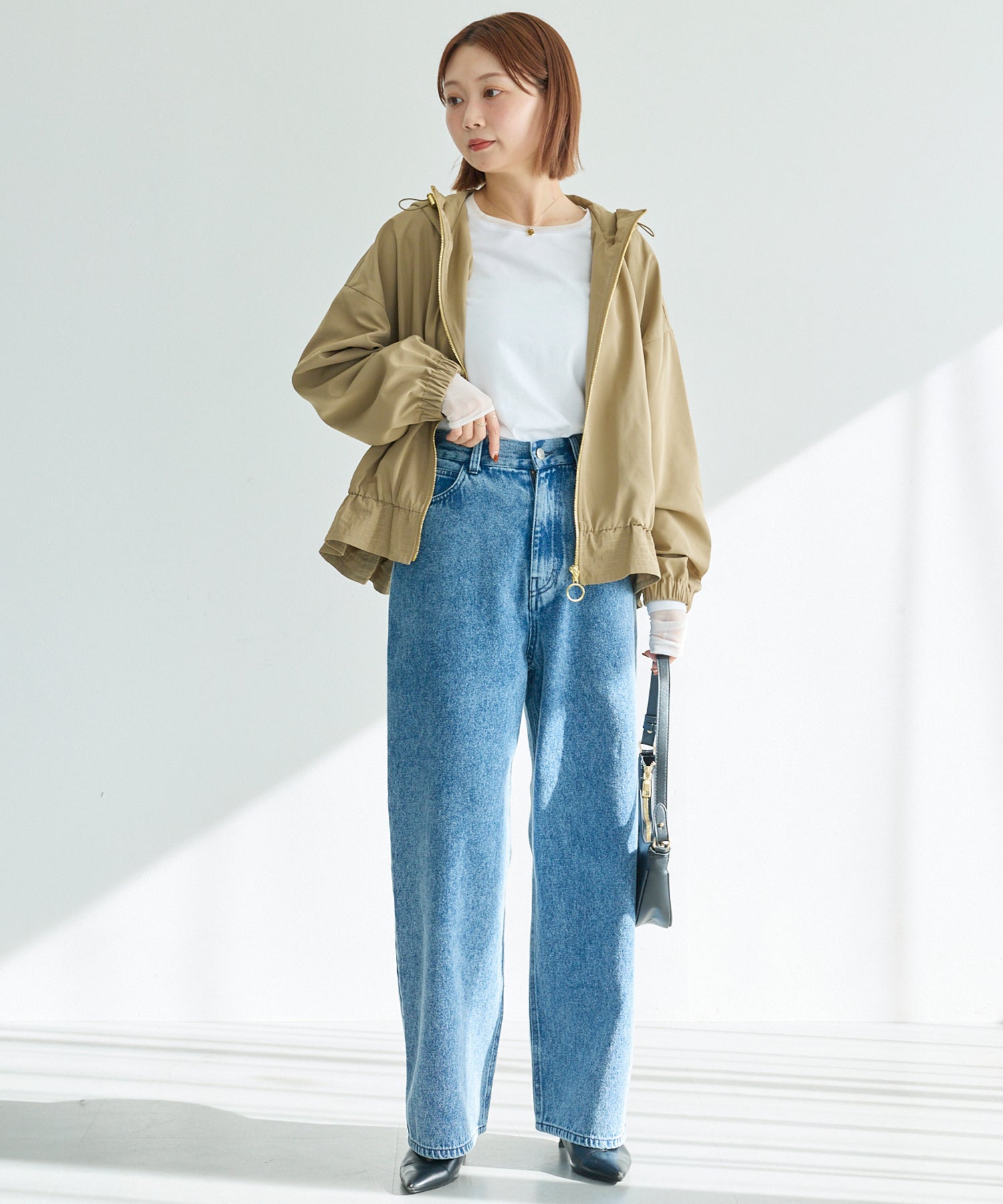 裾フレア フード付きマウンテンパーカー