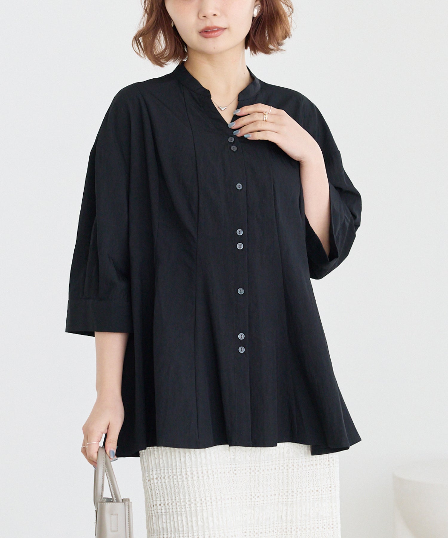 【好機能シリーズ】UVカット・接触冷感・速乾｜タックチュニックブラウス