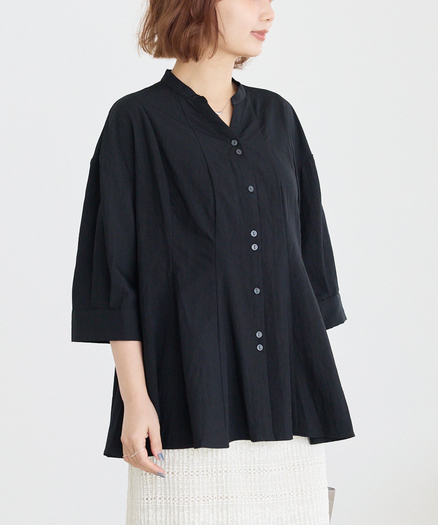 【好機能シリーズ】UVカット・接触冷感・速乾｜タックチュニックブラウス