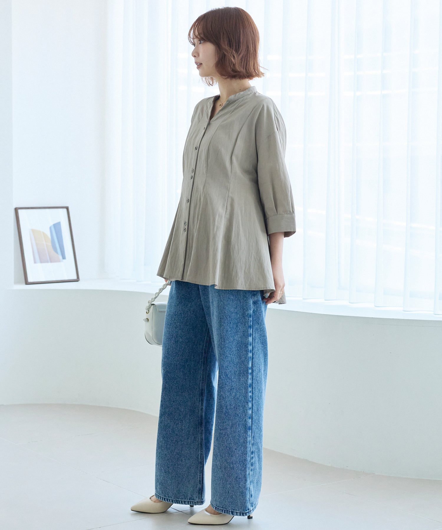 【好機能シリーズ】UVカット・接触冷感・速乾｜タックチュニックブラウス