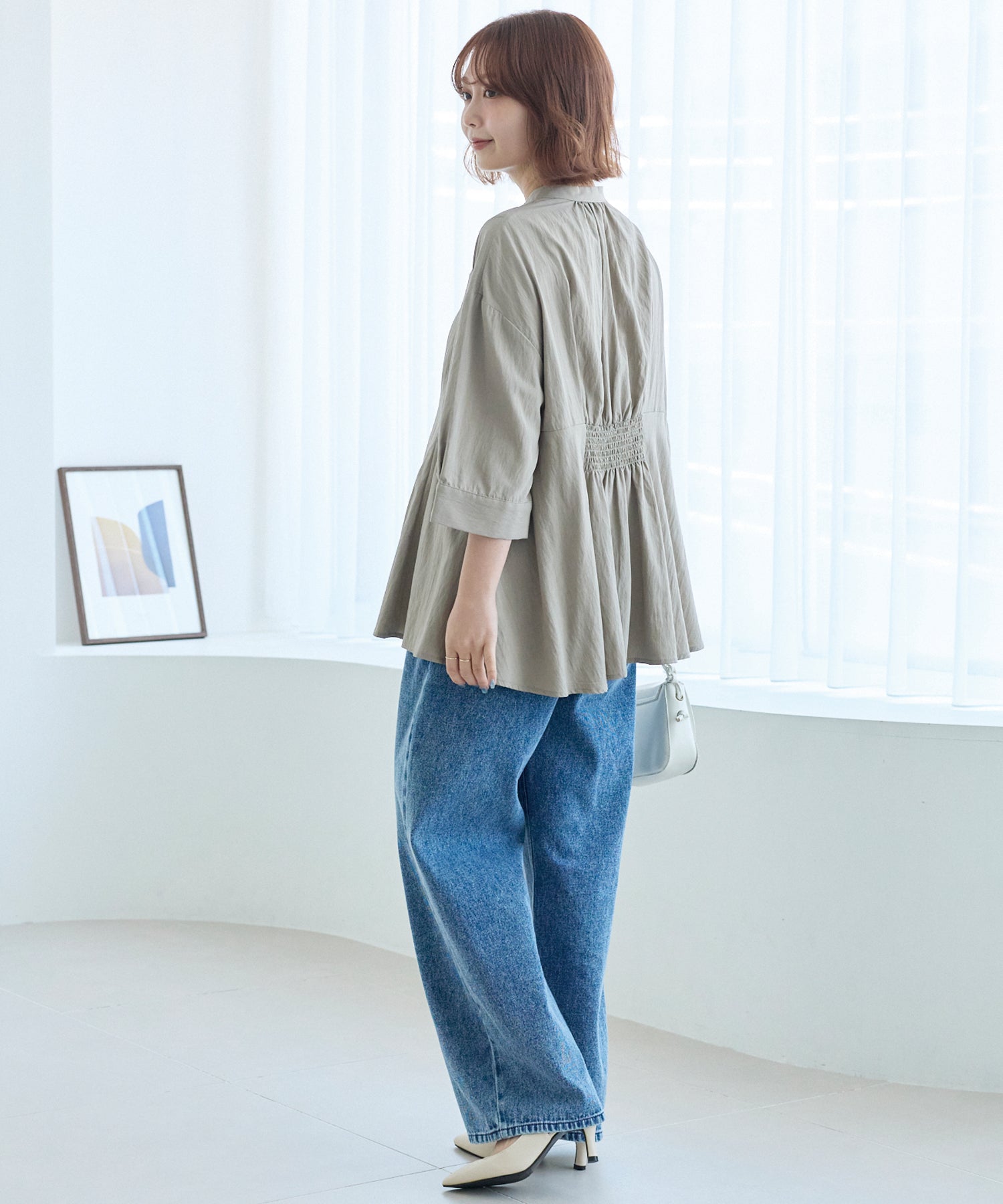 【好機能シリーズ】UVカット・接触冷感・速乾｜タックチュニックブラウス