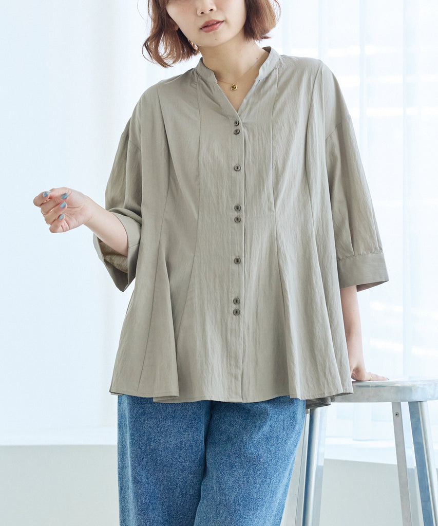 【好機能シリーズ】UVカット・接触冷感・速乾｜タックチュニックブラウス