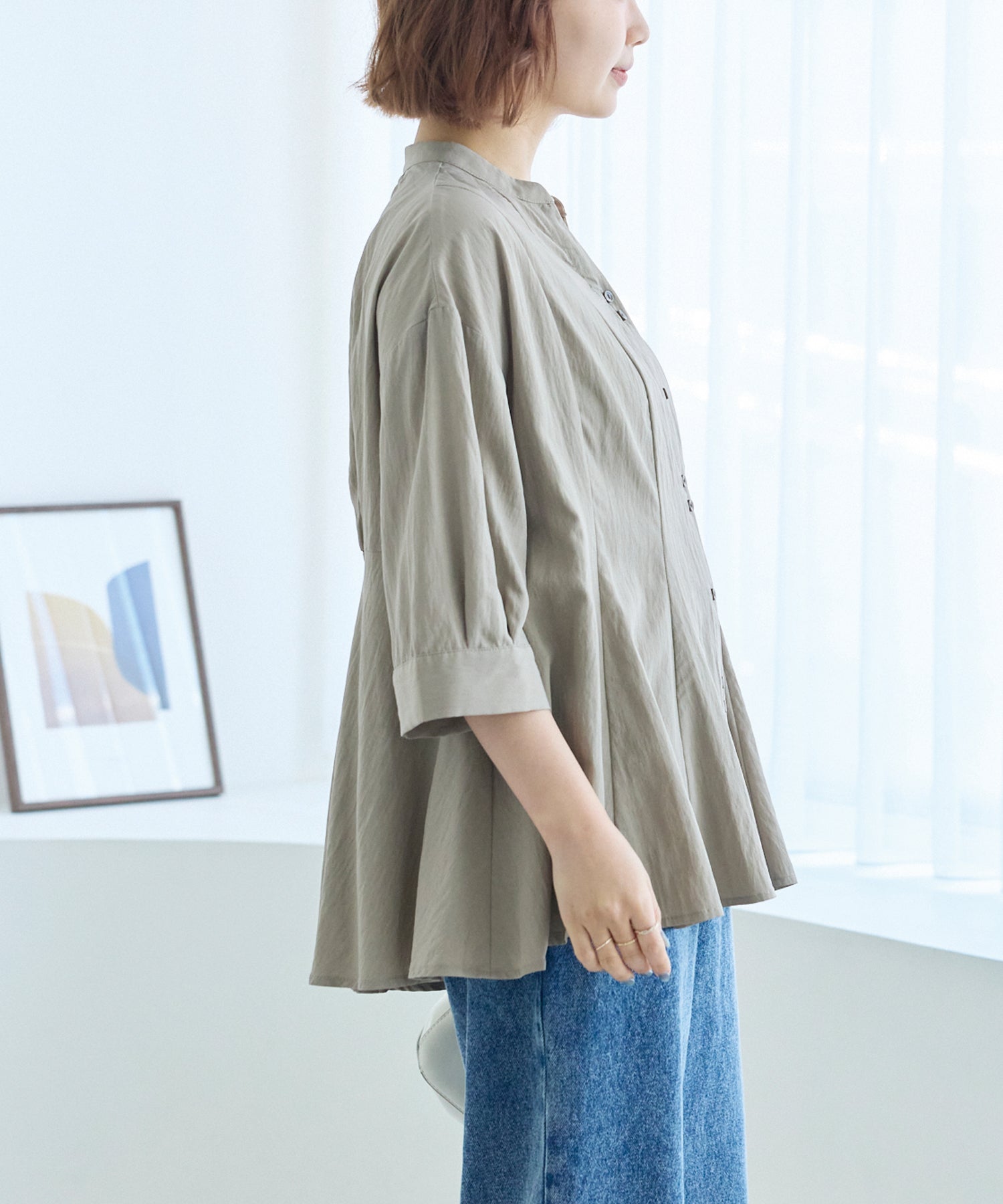 【好機能シリーズ】UVカット・接触冷感・速乾｜タックチュニックブラウス