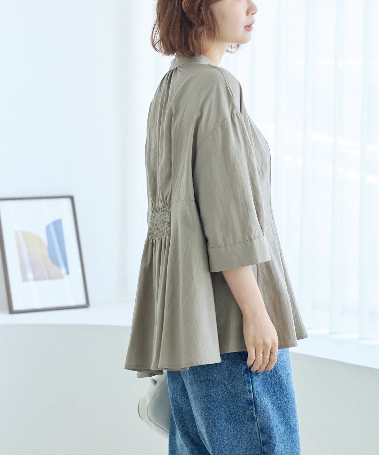 【好機能シリーズ】UVカット・接触冷感・速乾｜タックチュニックブラウス