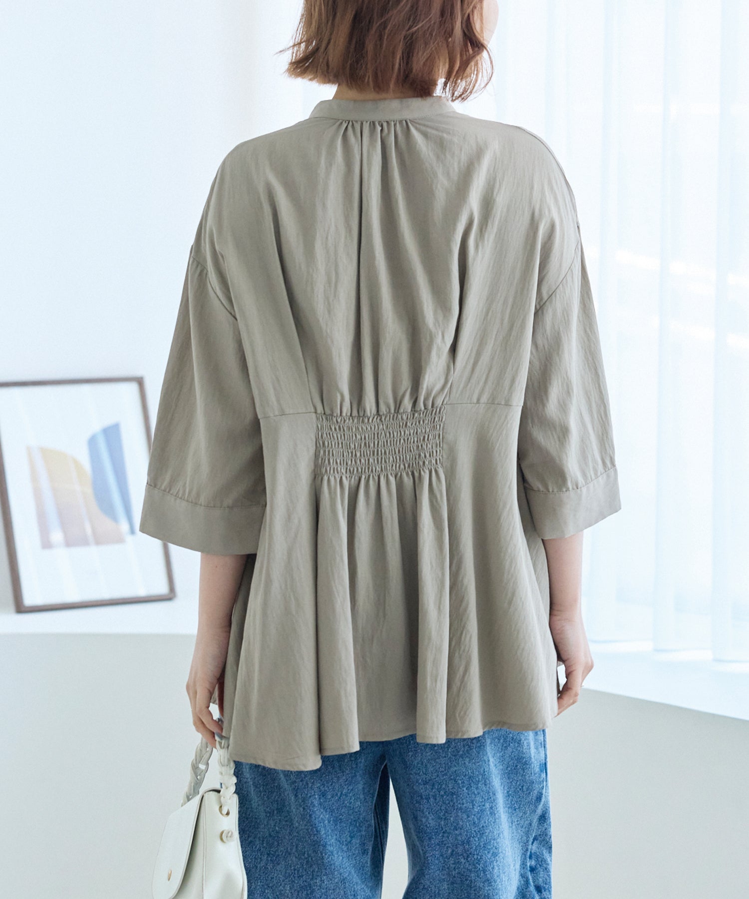 【好機能シリーズ】UVカット・接触冷感・速乾｜タックチュニックブラウス