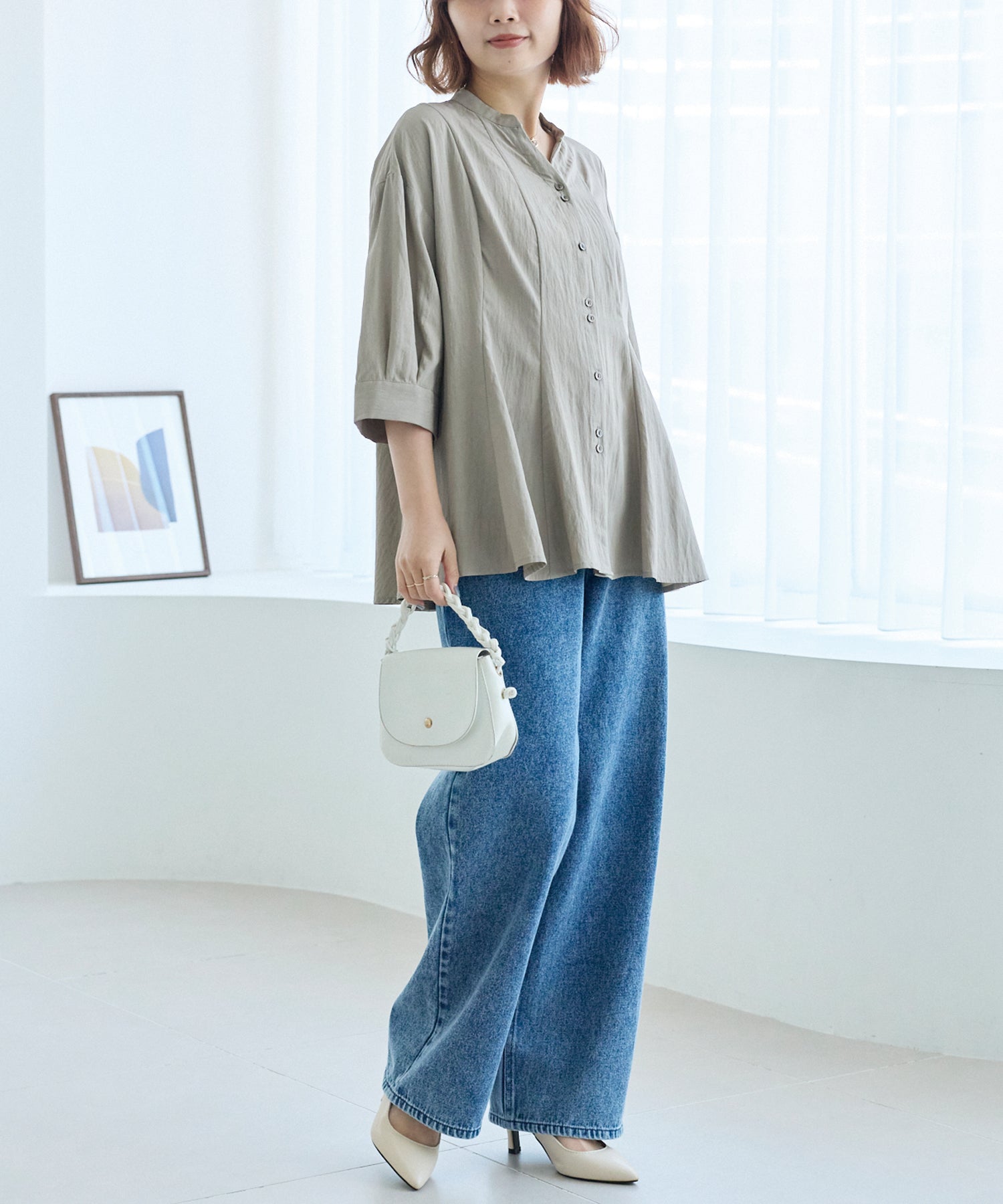 【好機能シリーズ】UVカット・接触冷感・速乾｜タックチュニックブラウス