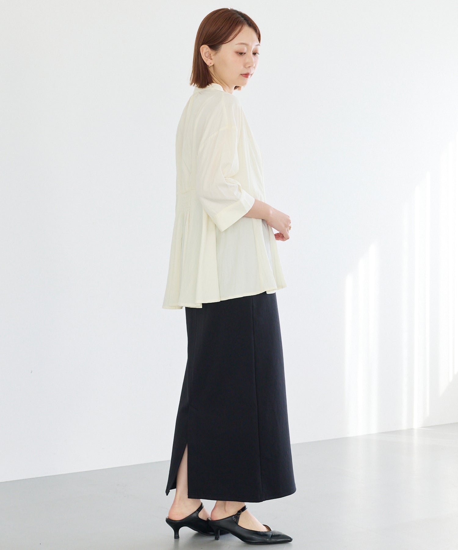 【好機能シリーズ】UVカット・接触冷感・速乾｜タックチュニックブラウス