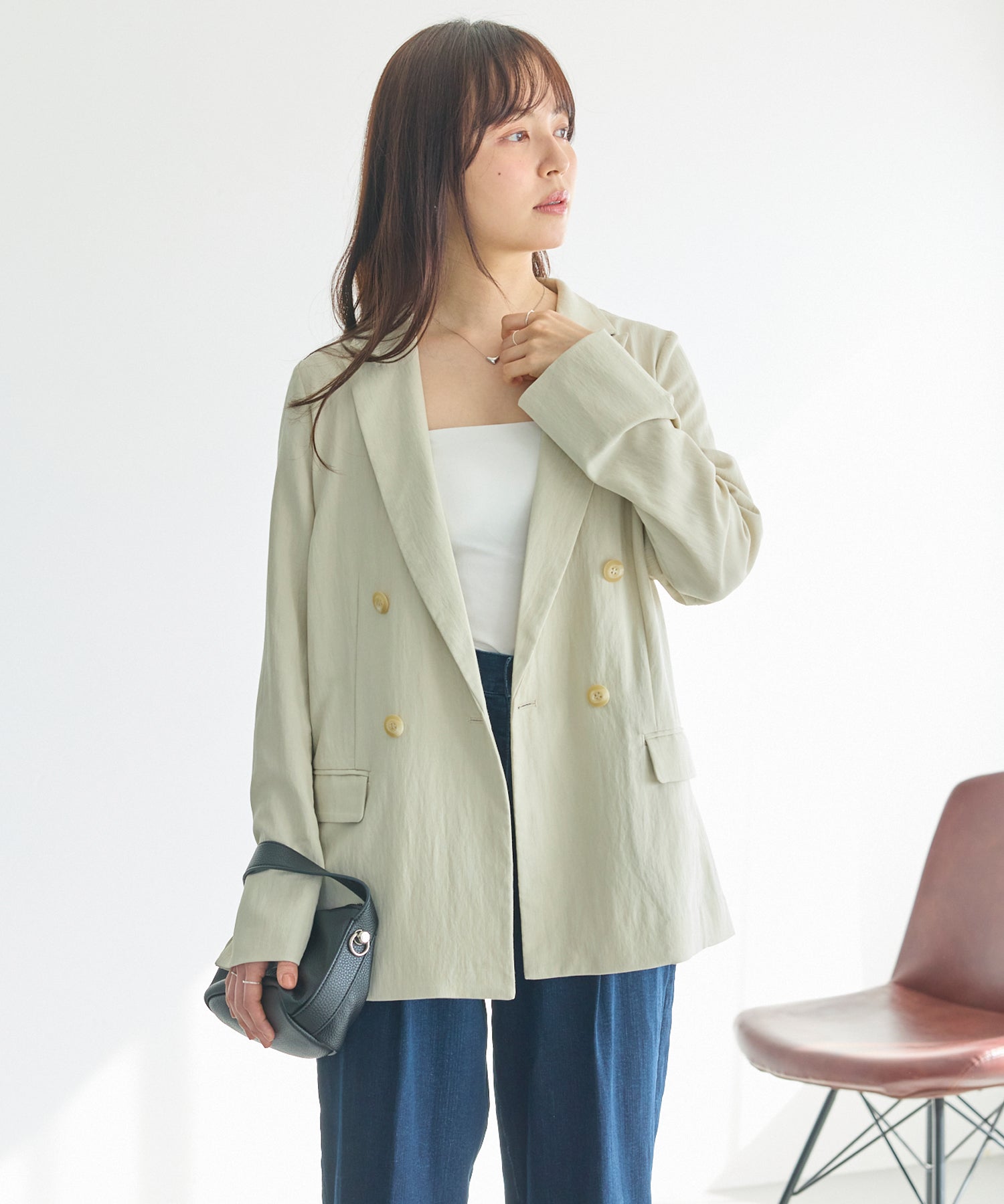 ベージュ　model:162cm 着用サイズ:M