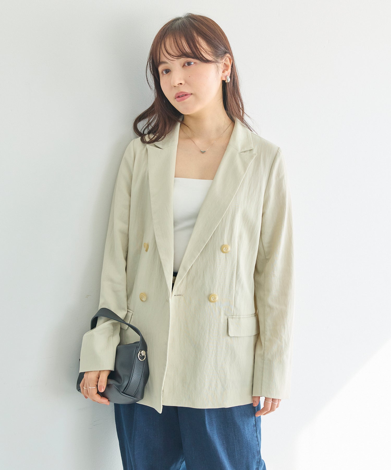 ベージュ　model:162cm 着用サイズ:M