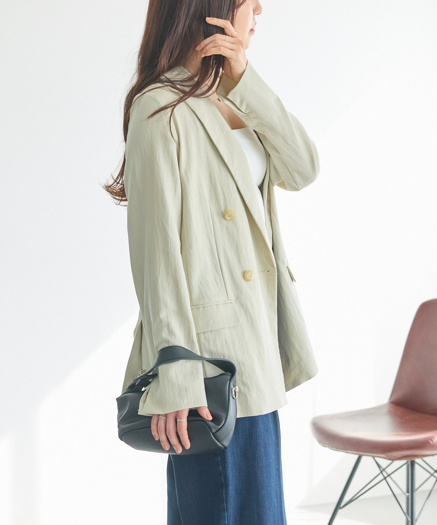 【洗える】ダブルボタンテーラードジャケット