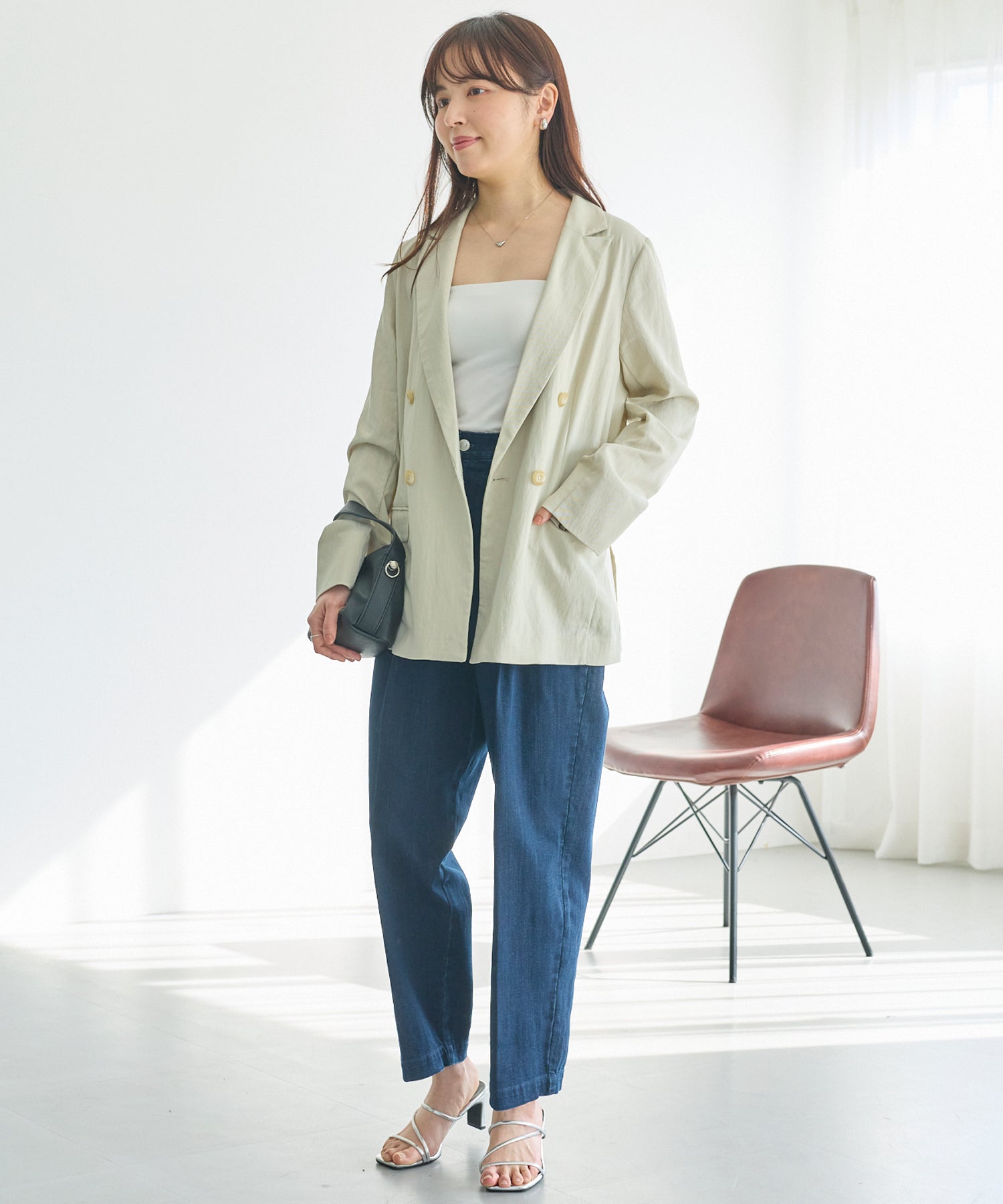 【洗える】ダブルボタンテーラードジャケット