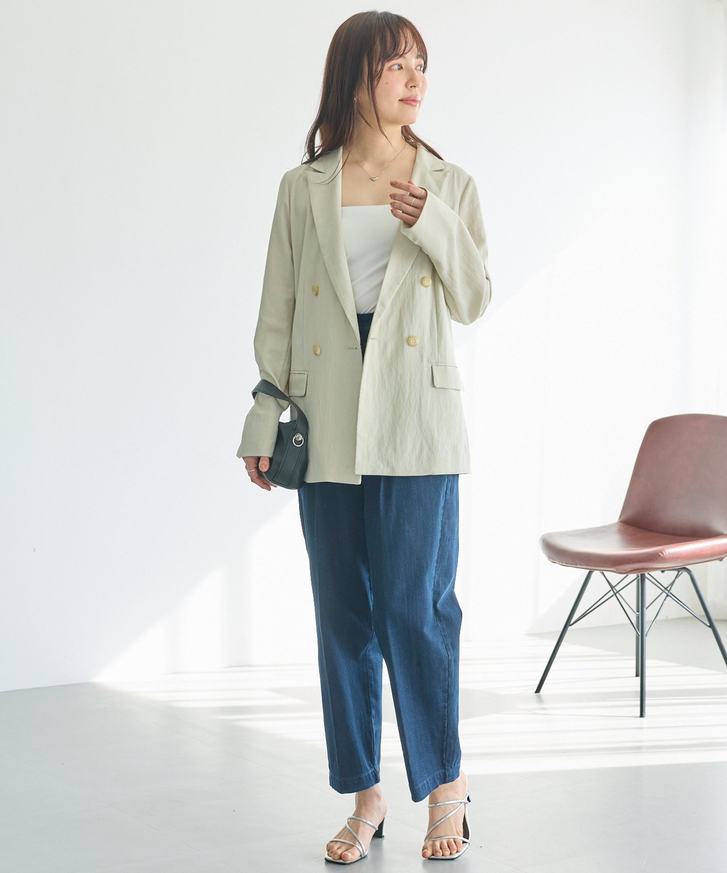 【洗える】ダブルボタンテーラードジャケット