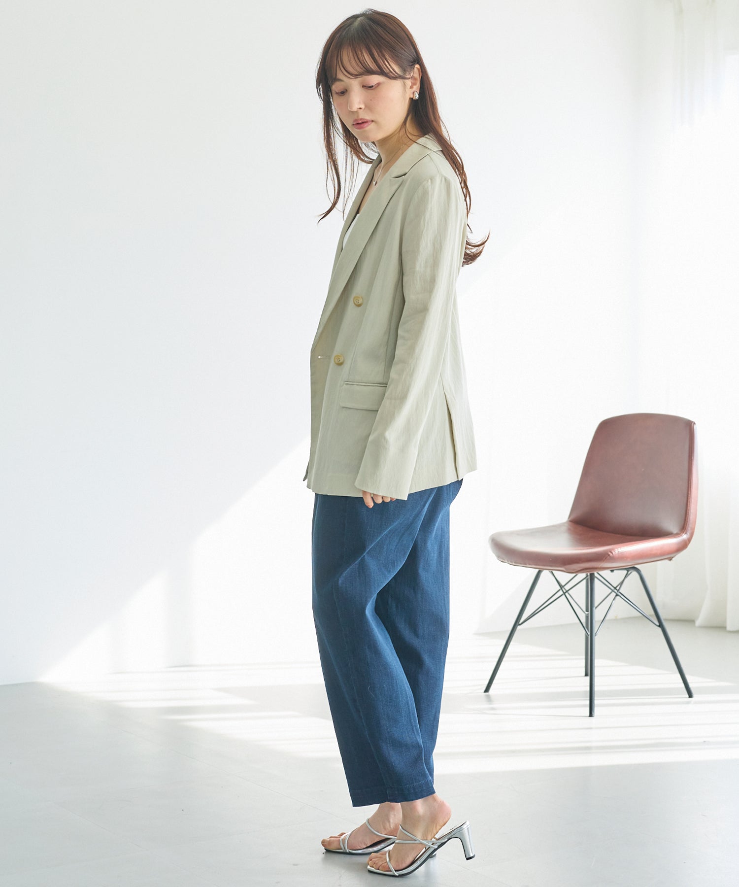 【洗える】ダブルボタンテーラードジャケット