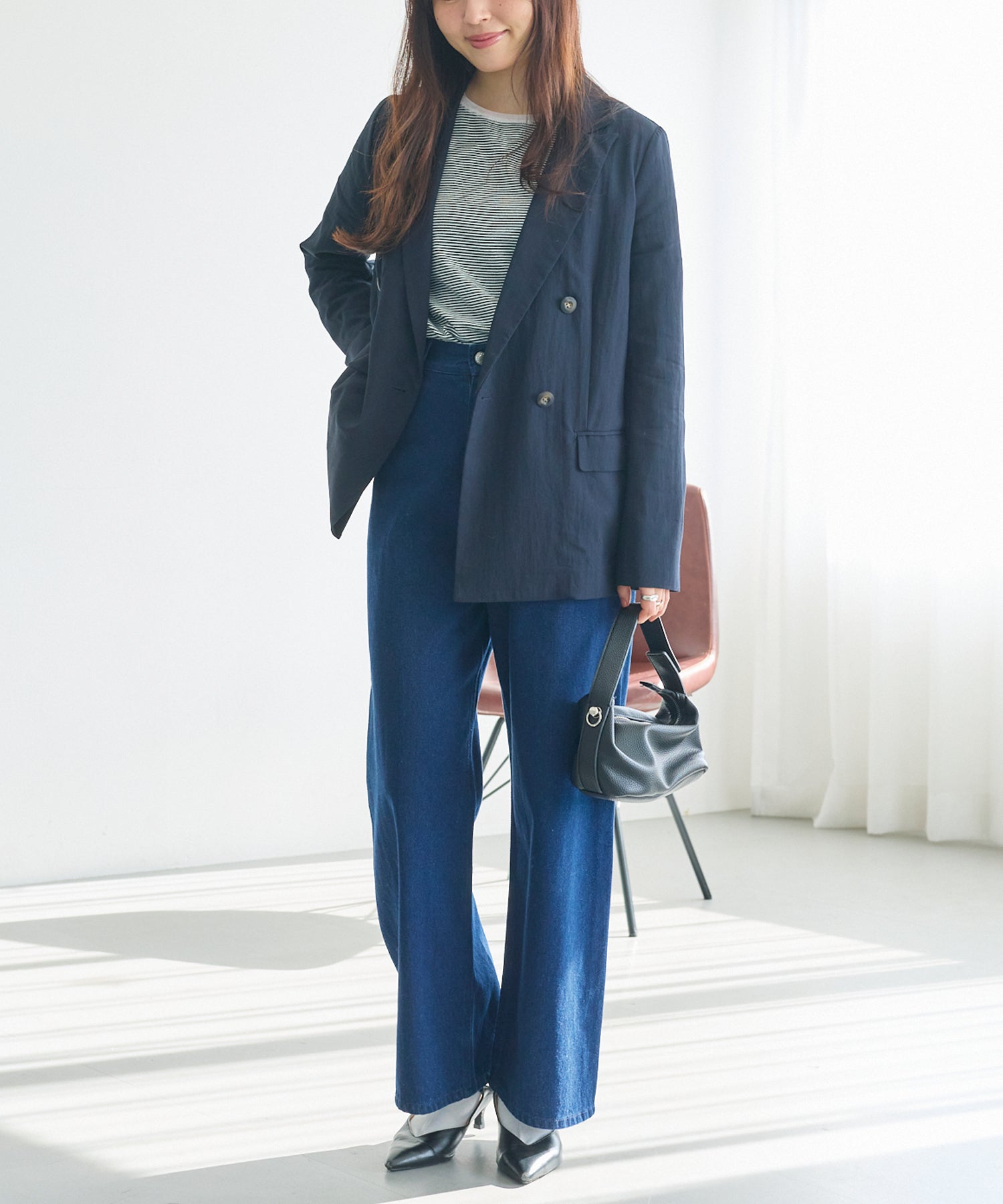 ネイビー　model:162cm 着用サイズ:M