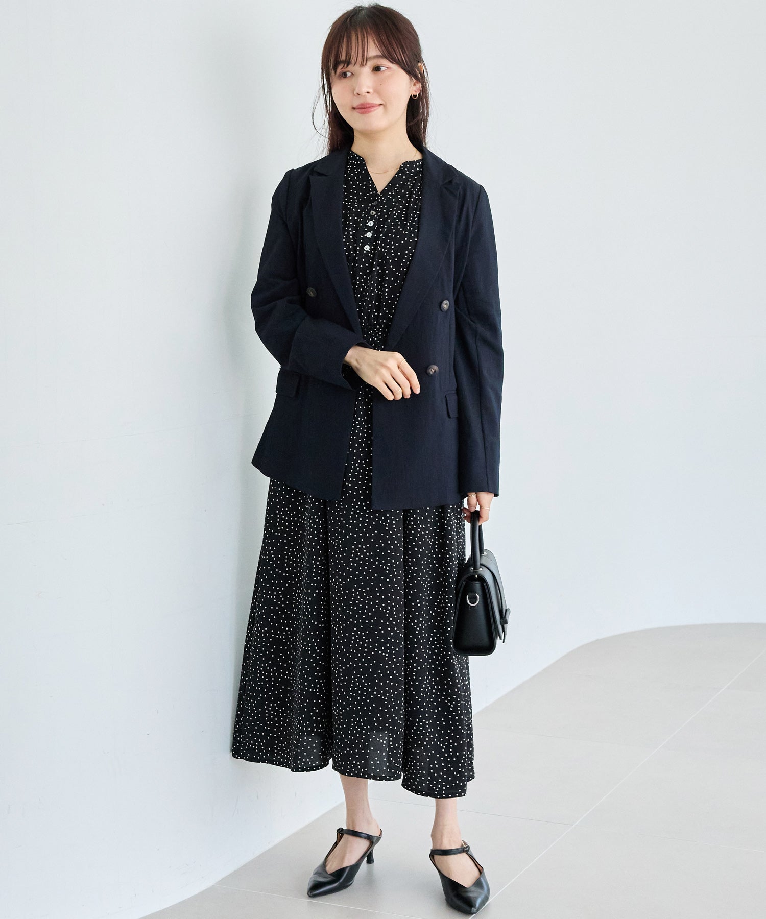 【洗える】デシンドットワンピース