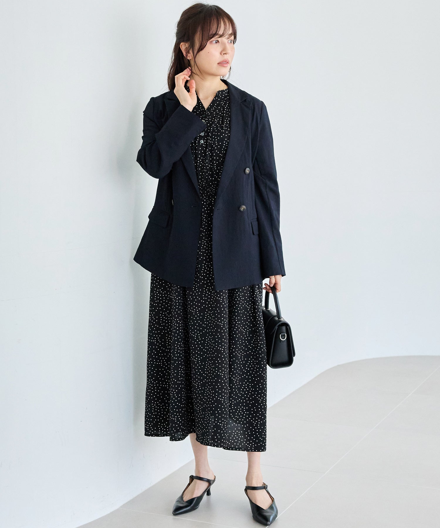 【洗える】デシンドットワンピース