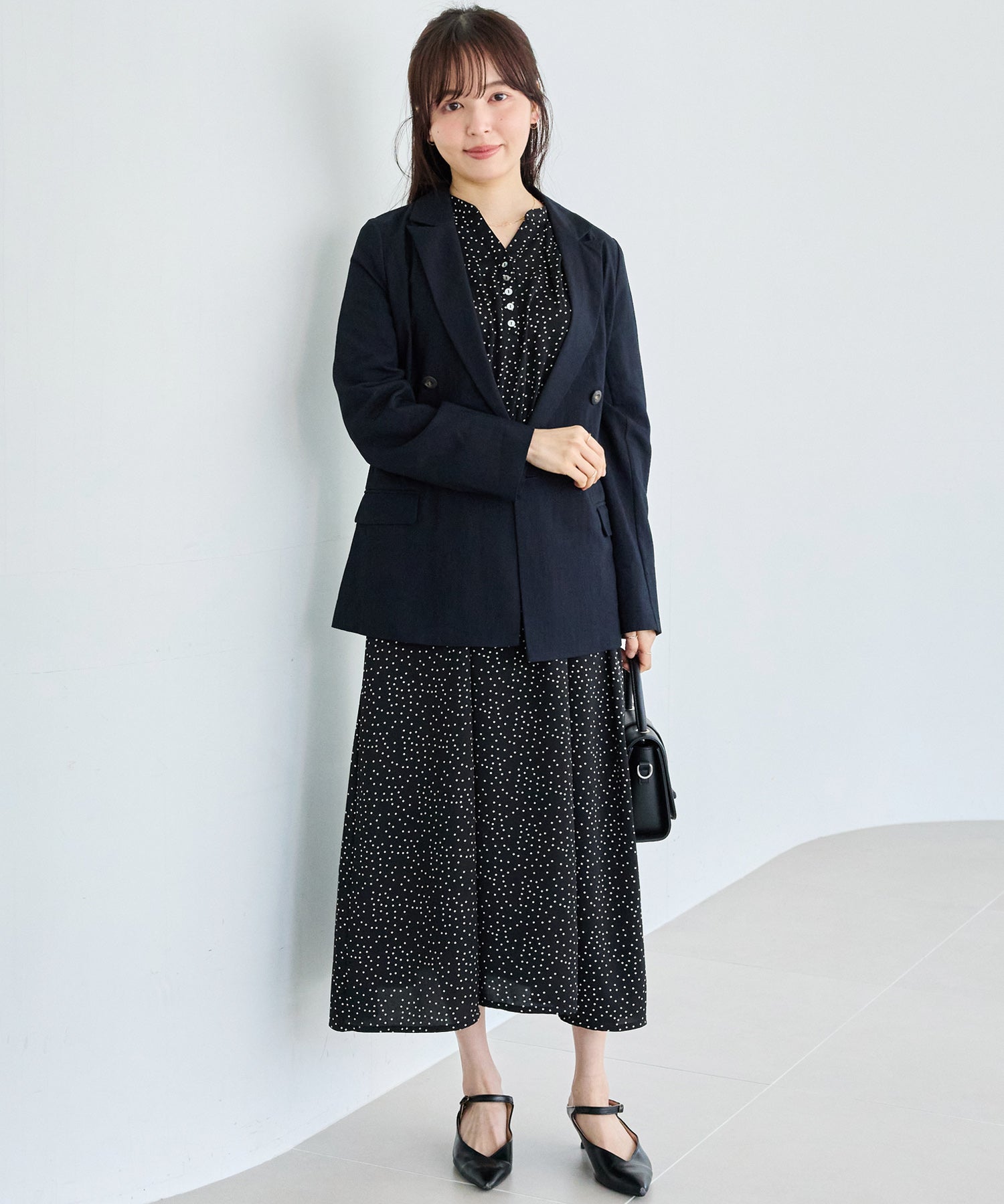 【洗える】デシンドットワンピース